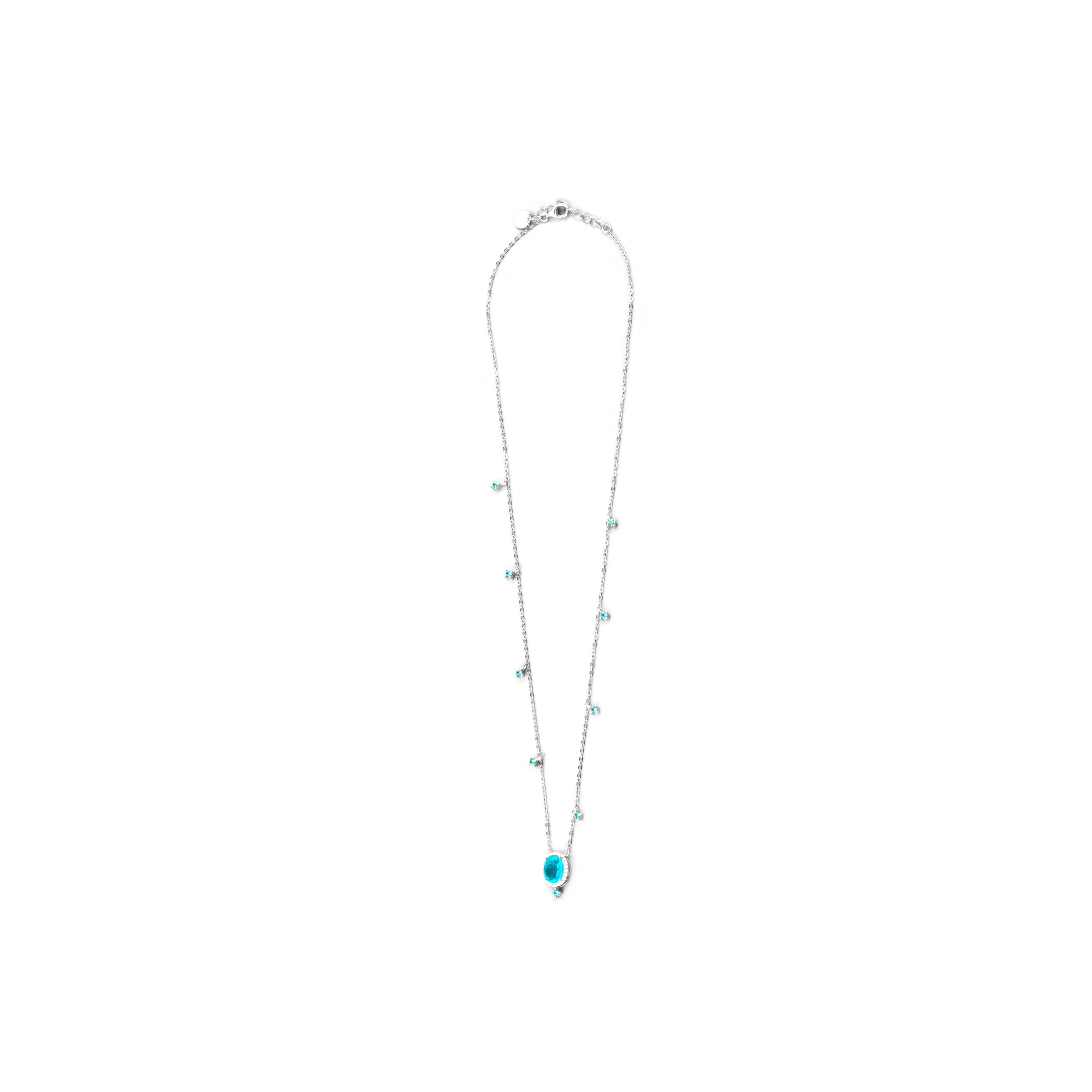925er Sterlingsilber-Halskette und Paraiba-Grüner Hydrothermalquarz mit Rhodium-Finish - Ikner