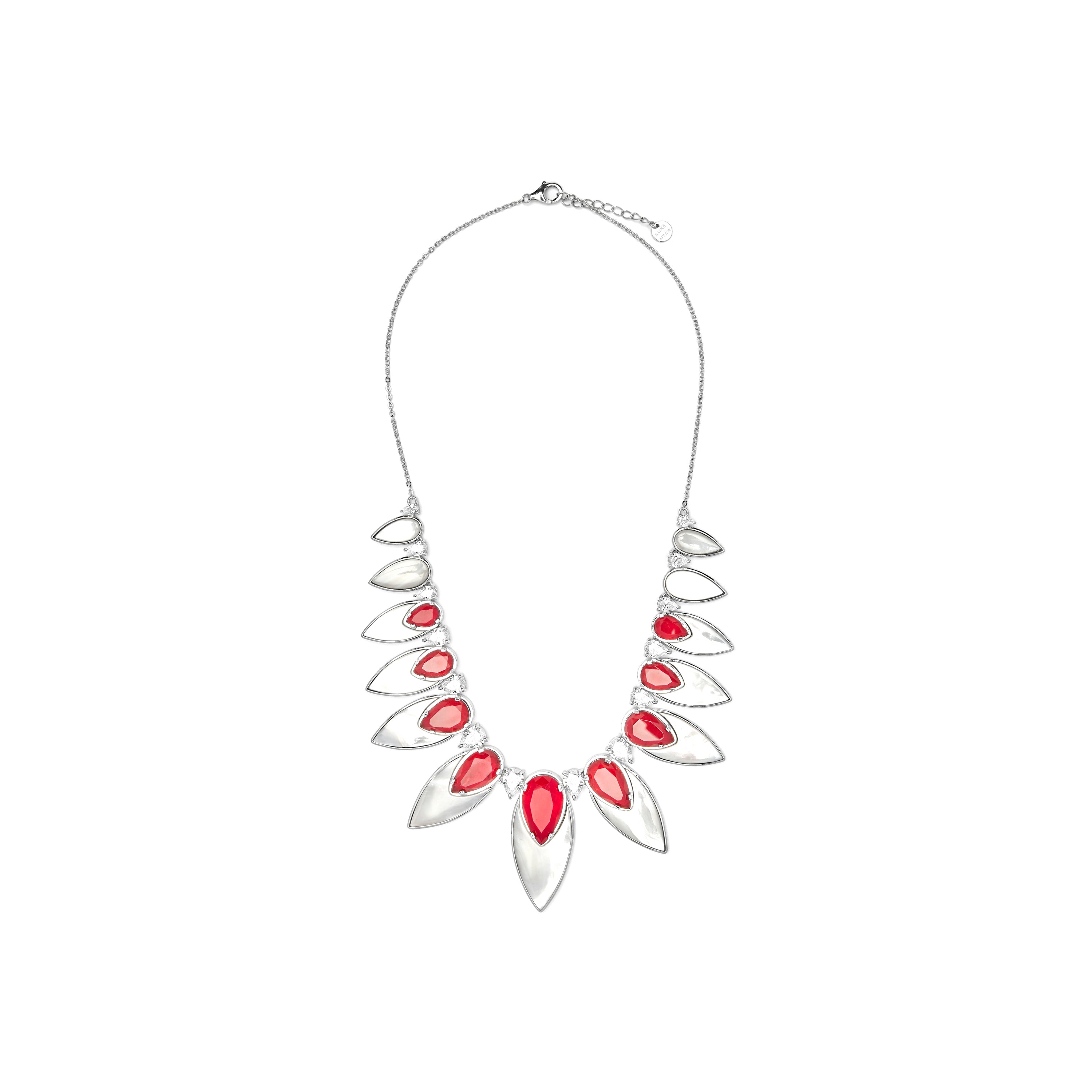 Collier en argent sterling 925 et quartz hydrothermal cerise finition rhodiée - Grywi