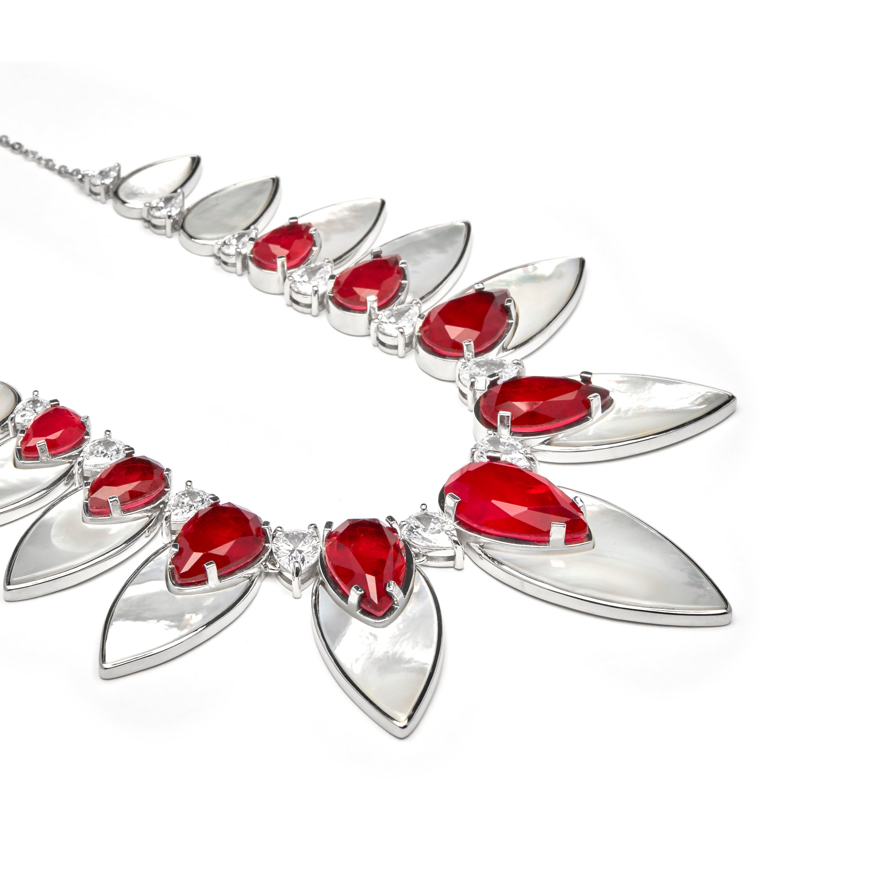 Collier en argent sterling 925 et quartz hydrothermal cerise finition rhodiée - Grywi