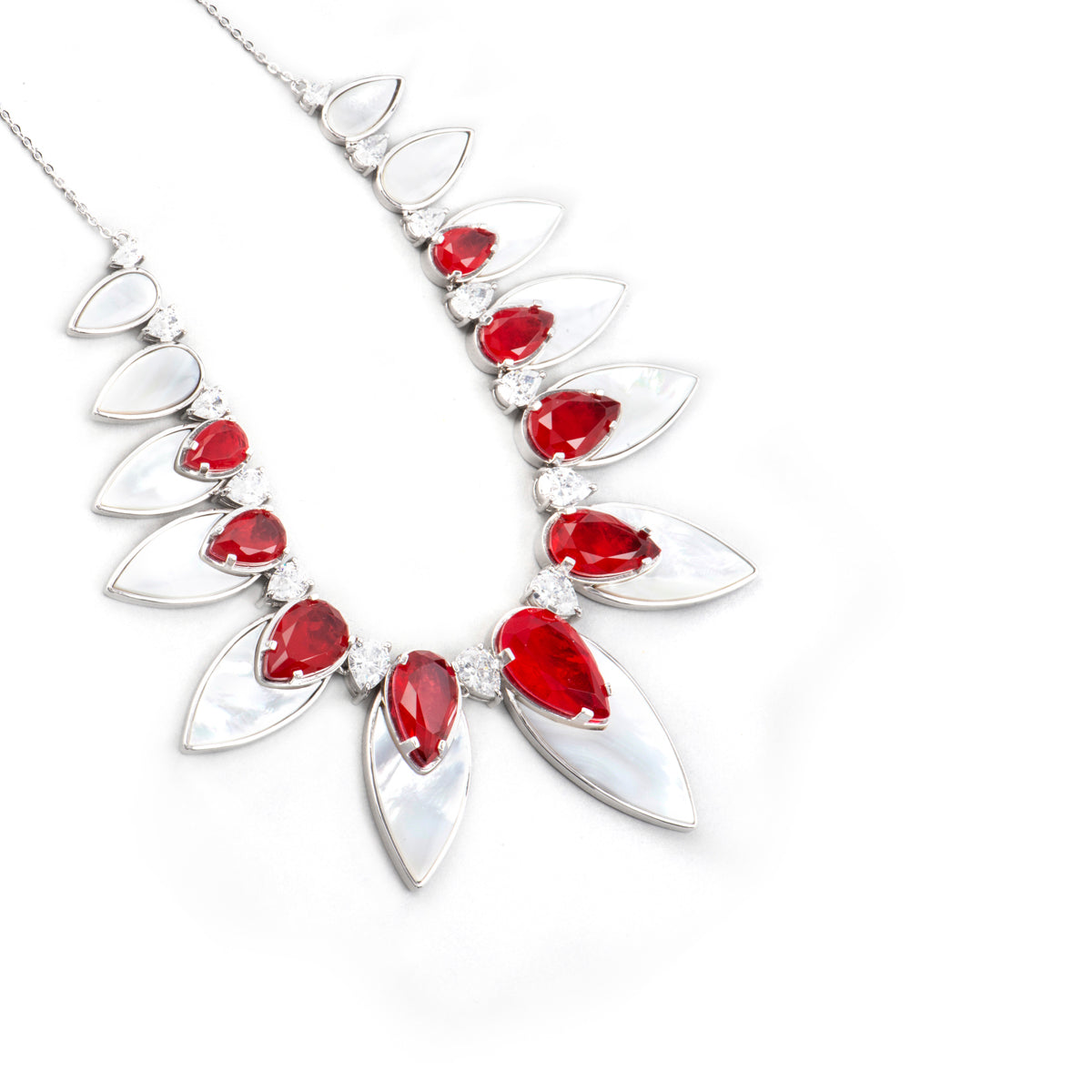 Collar de Plata de Ley 925 y Cuarzo Hidrotermal Cereza acabado rodio - Grywi