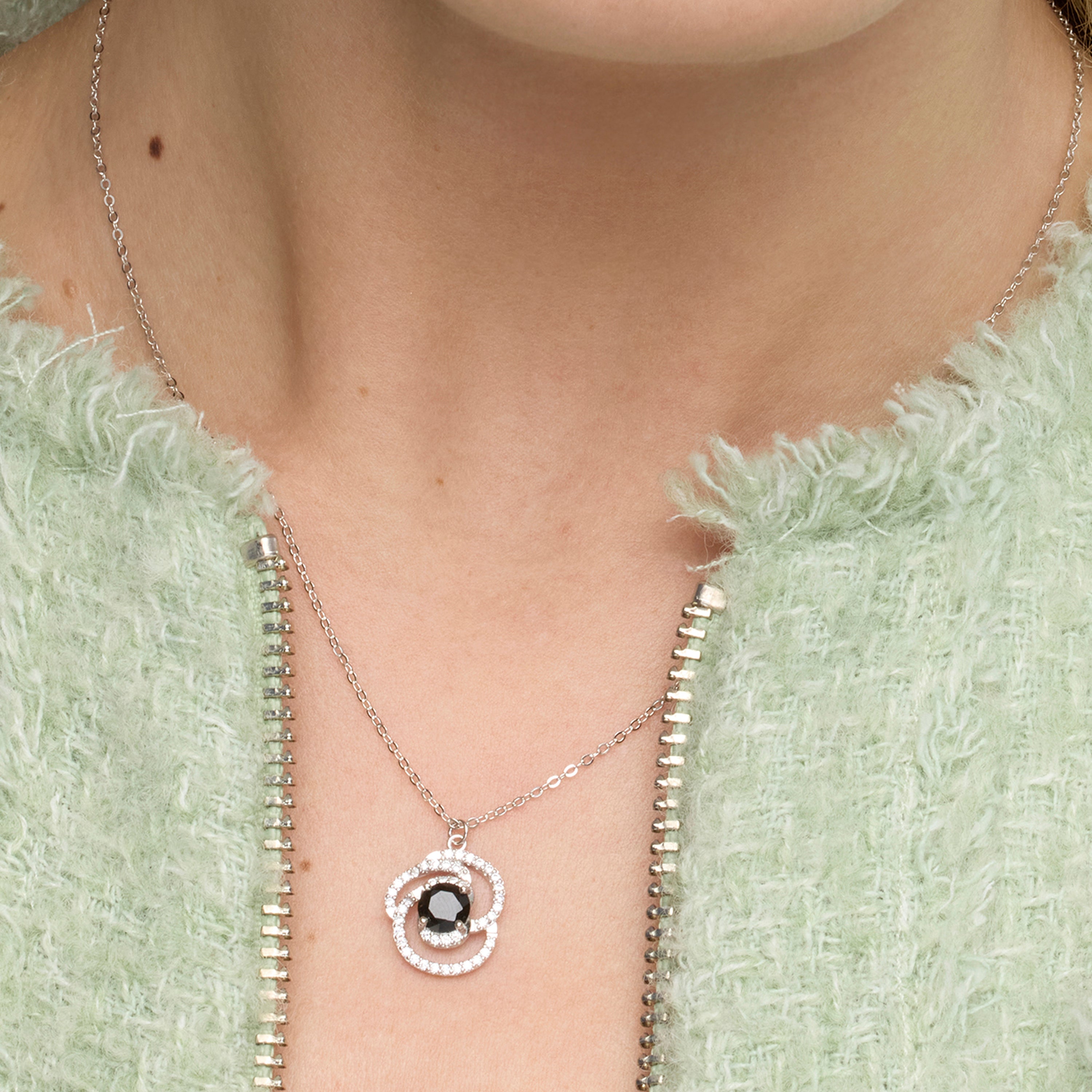 Collar de Plata de Ley 925 y Circonita Onix acabado rodio - Tyve
