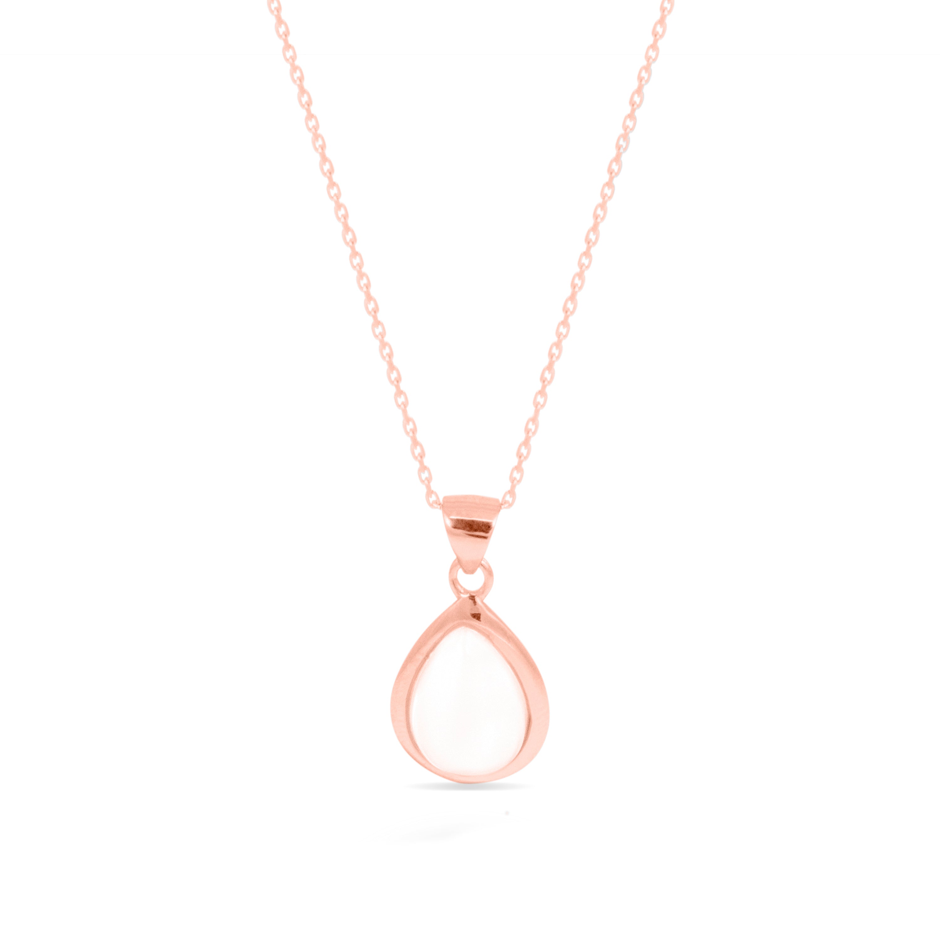 Collier en argent sterling 925 avec œil de chat finition or rose 18K - Yedia