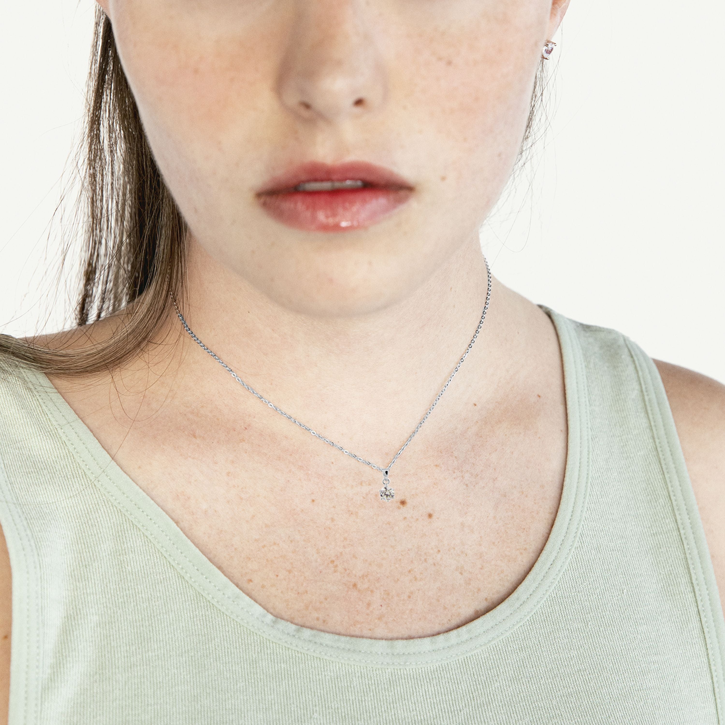Collana in Argento Sterling 925 con Zirconia Cubica brillante finitura in rodio - Yedia