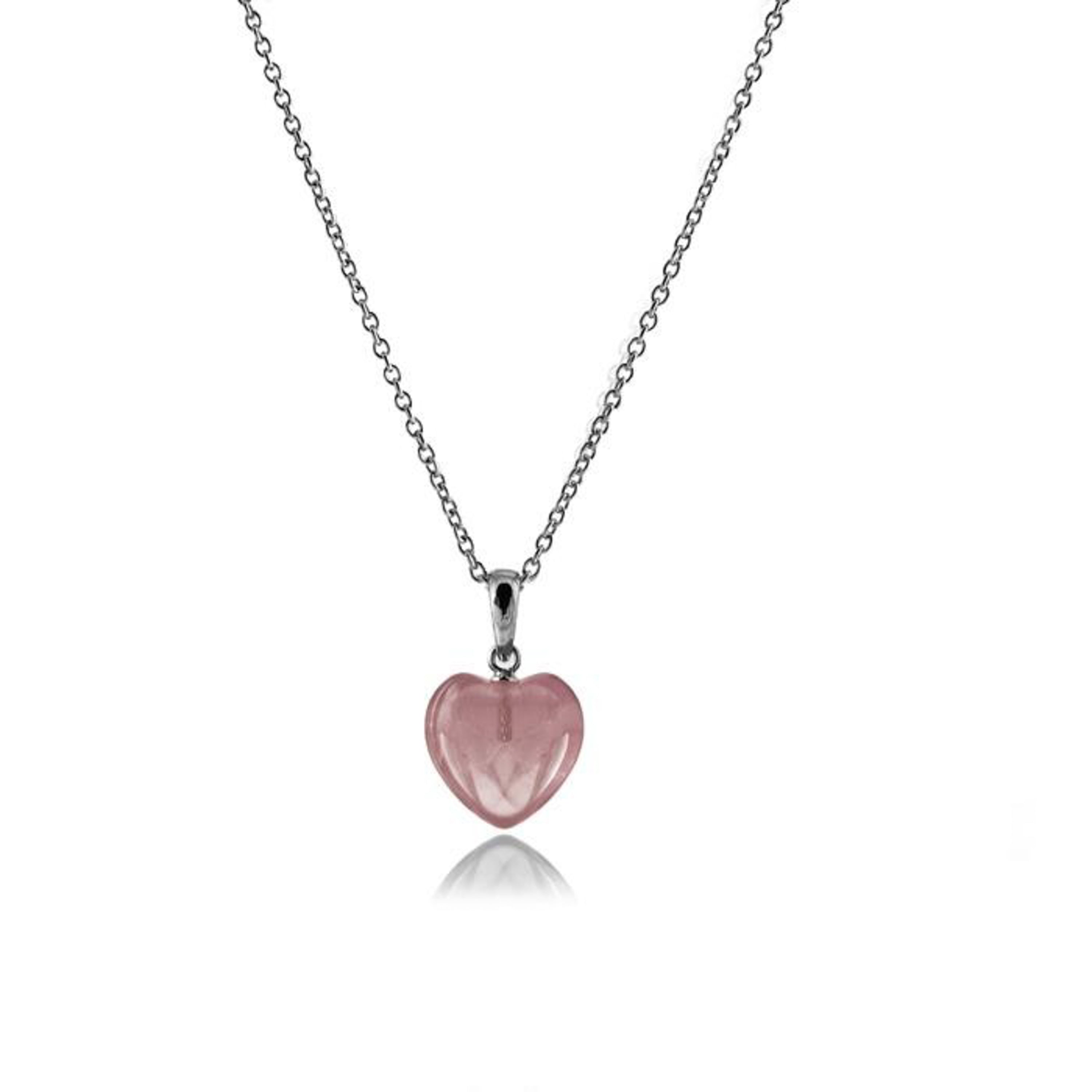 Collana in Argento Sterling 925 con Quarzo Rosa finitura in rodio - Yedia