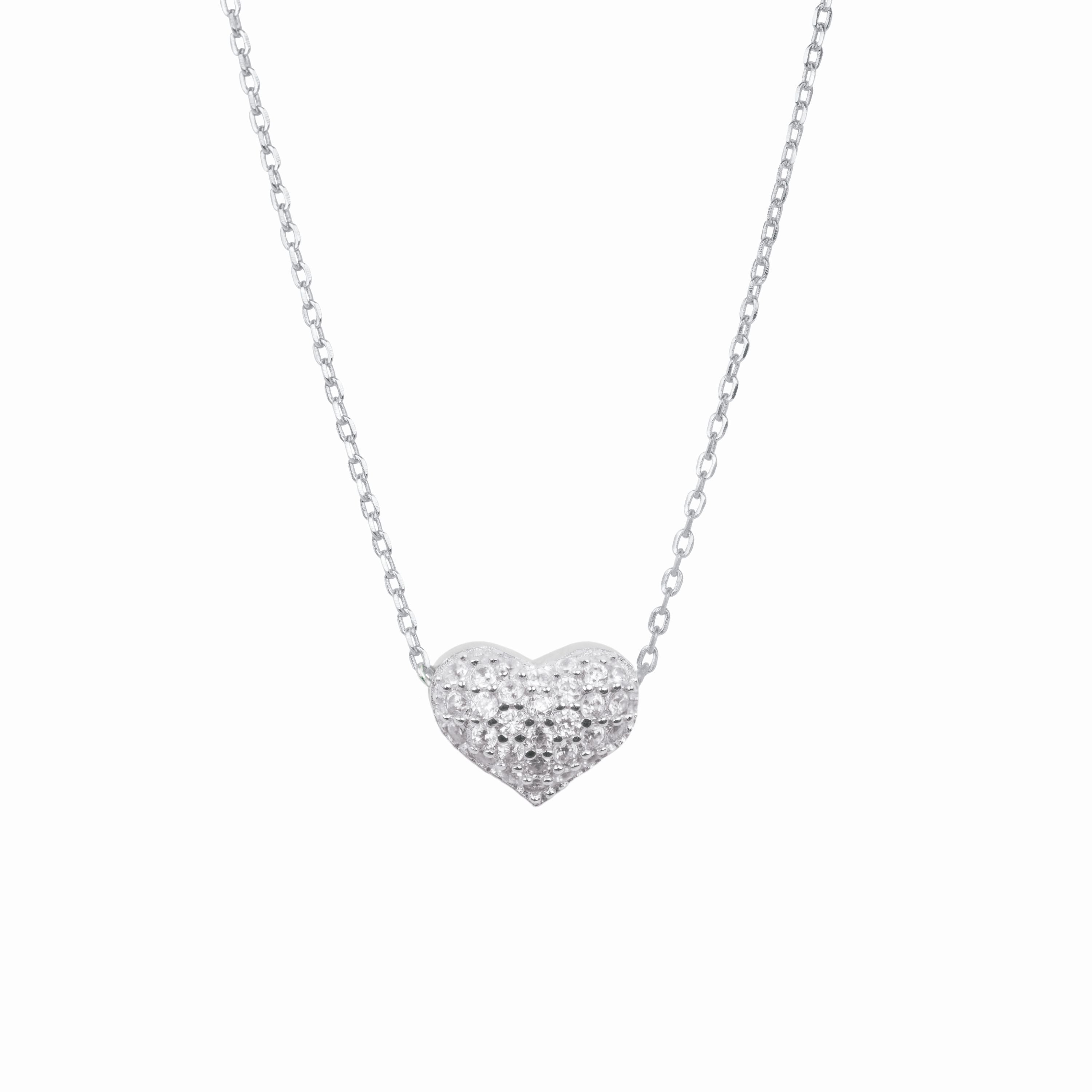 Collana in Argento Sterling 925 con Zirconia Brillante finitura in rodio - Amore