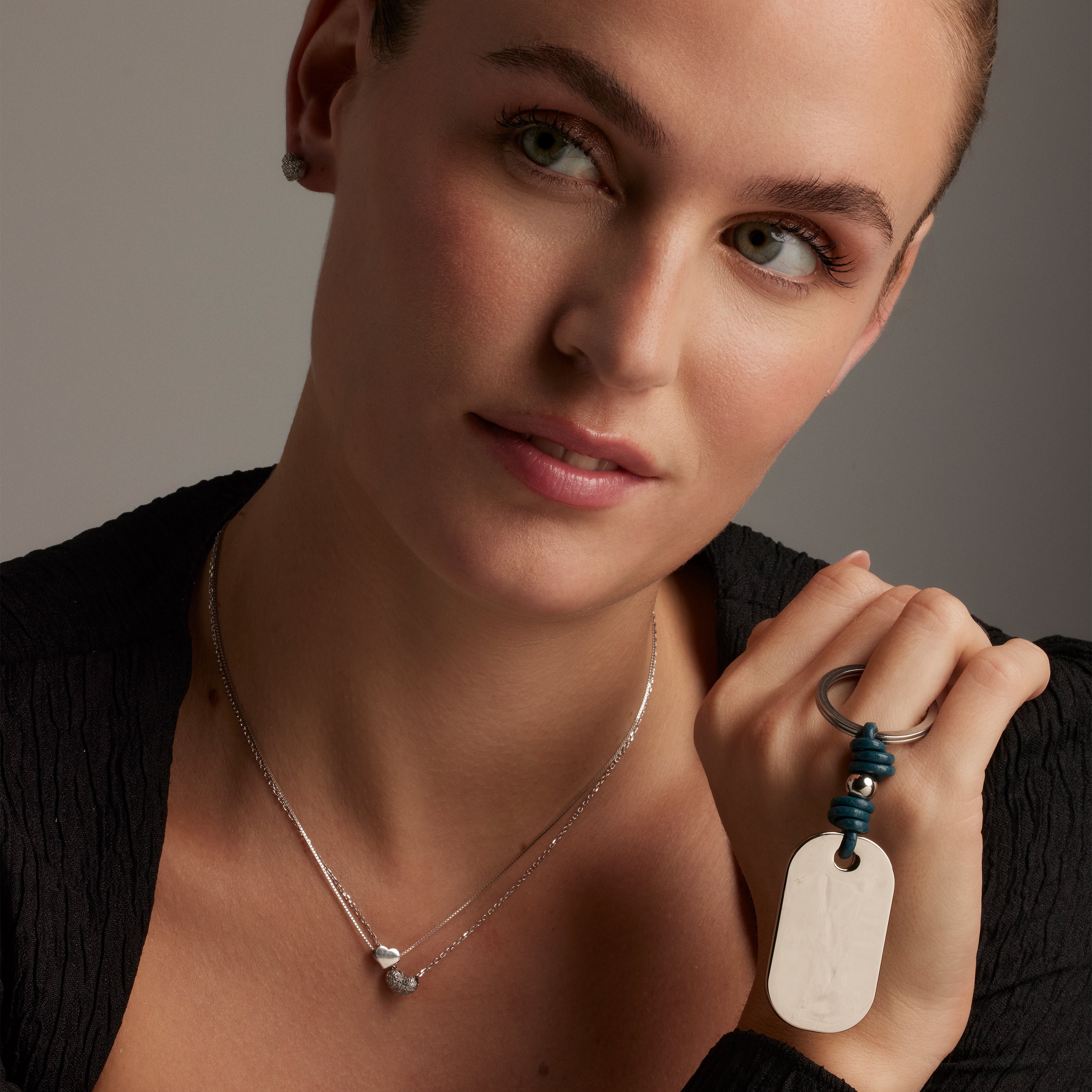 925 Sterling Silver Necklace with Brilliant Zirconia finished in Rhodium - Love