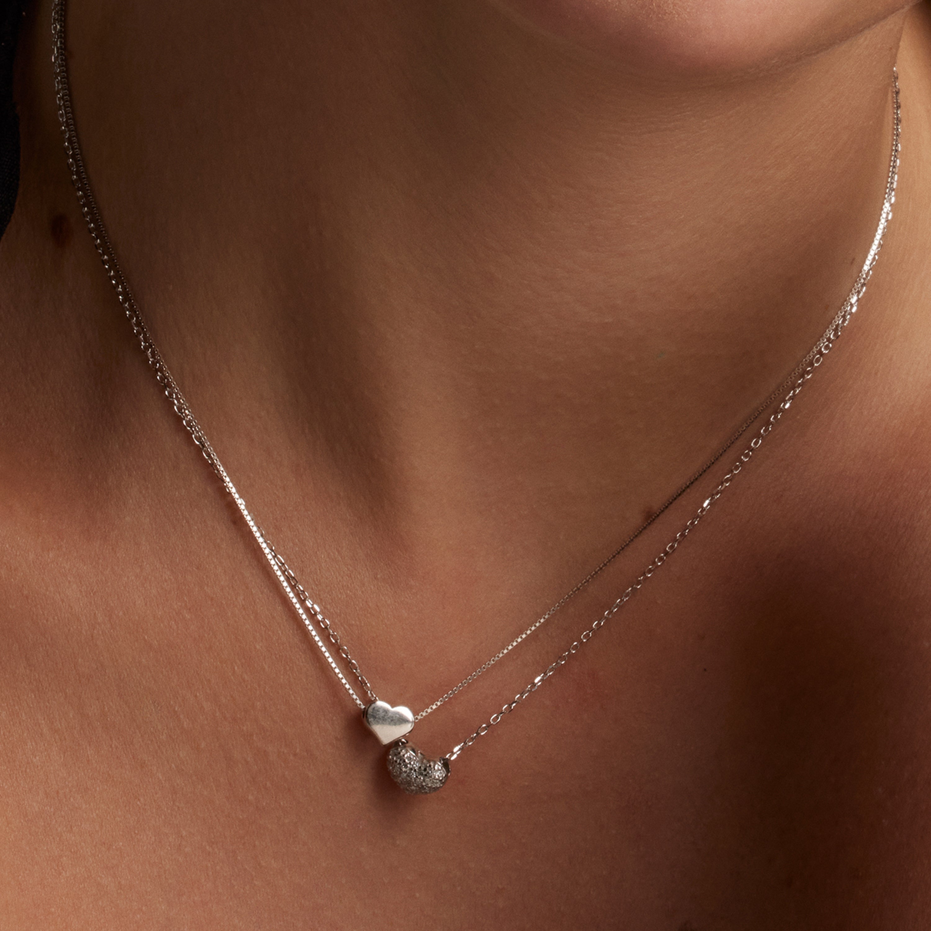 925 Sterling Silver Necklace with Brilliant Zirconia finished in Rhodium - Love
