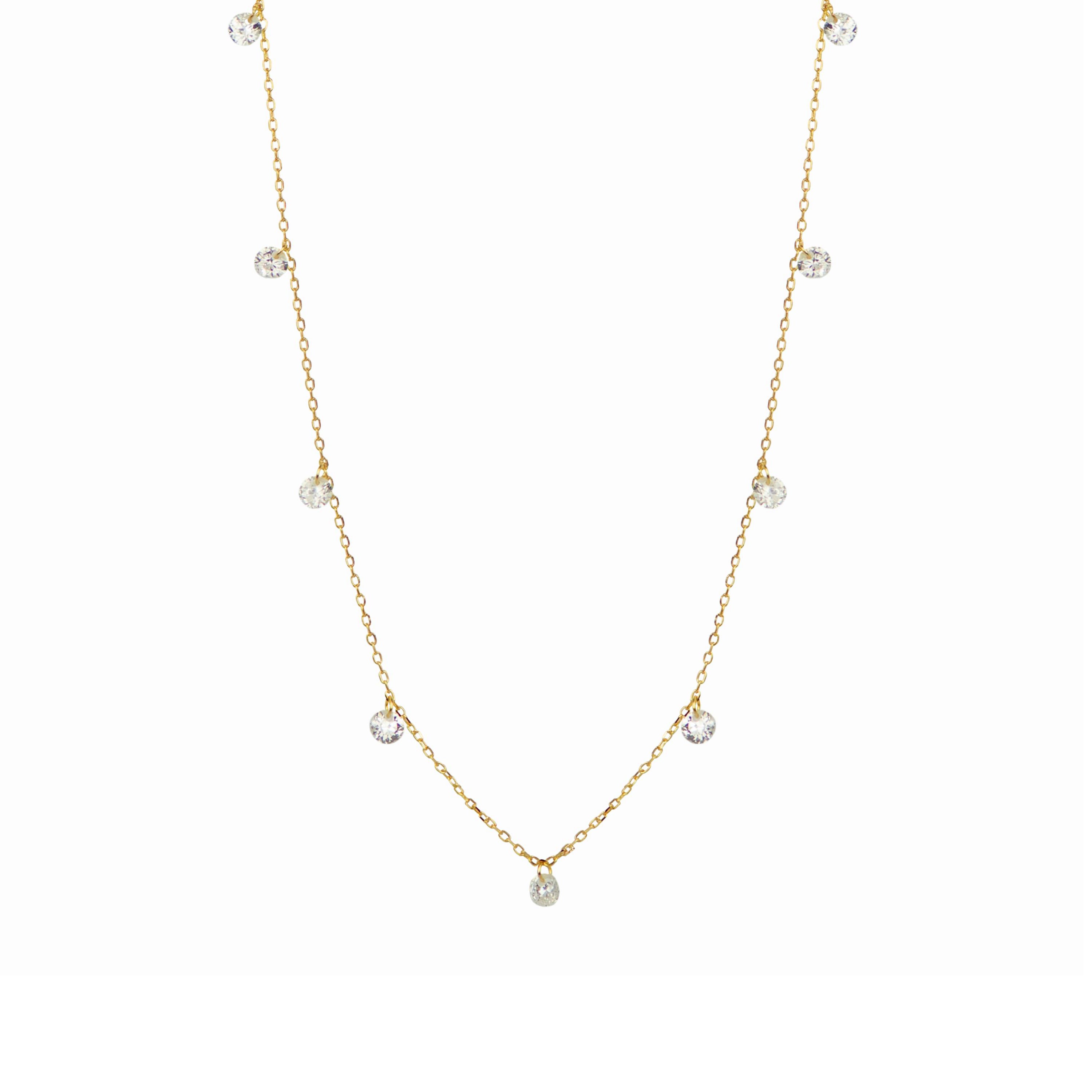 925 Sterling Silver Necklace with Brilliant Zirconia finished in 18K Yellow Gold - Seduction