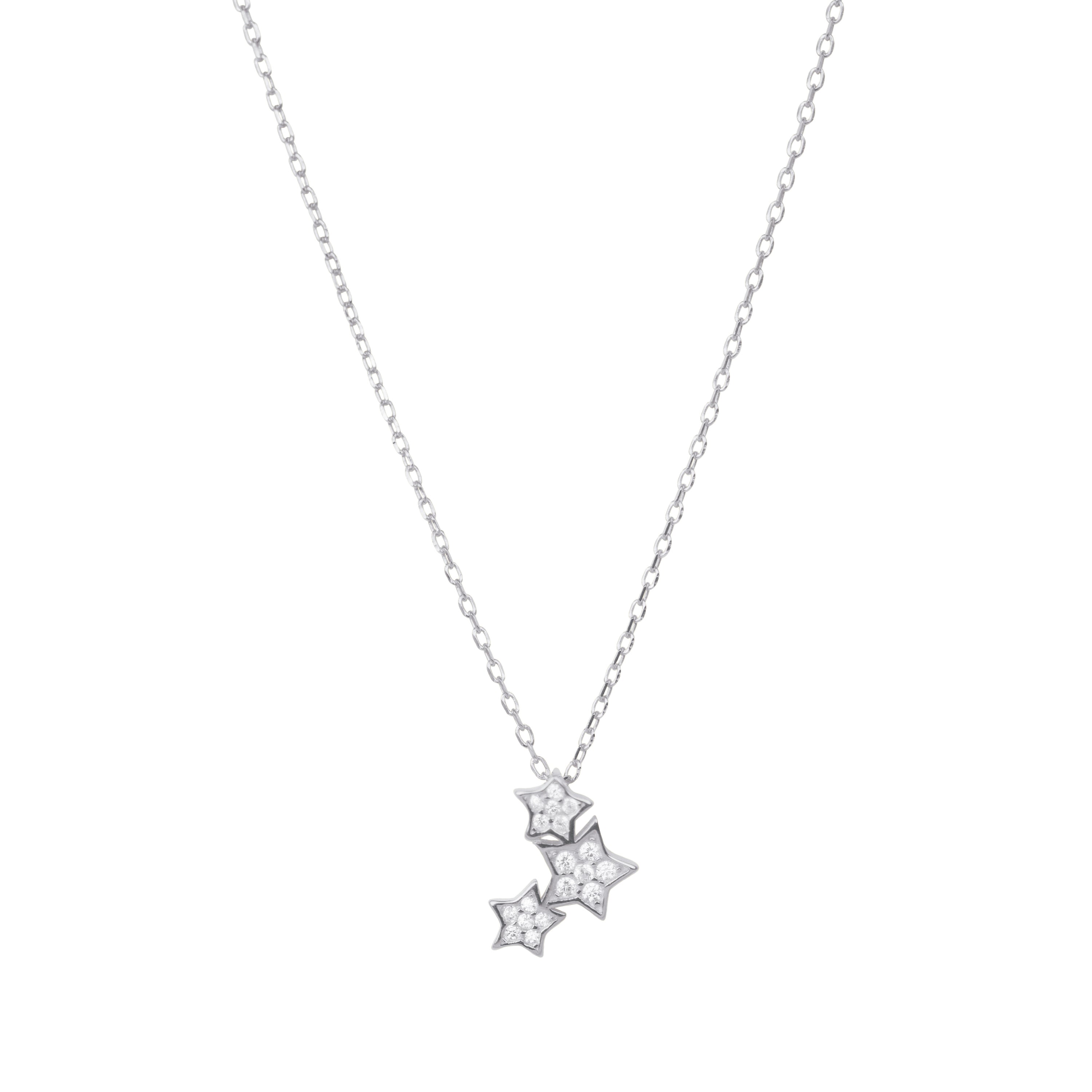 Collier en argent sterling 925 avec zircon brillant finition rhodiée - Famille