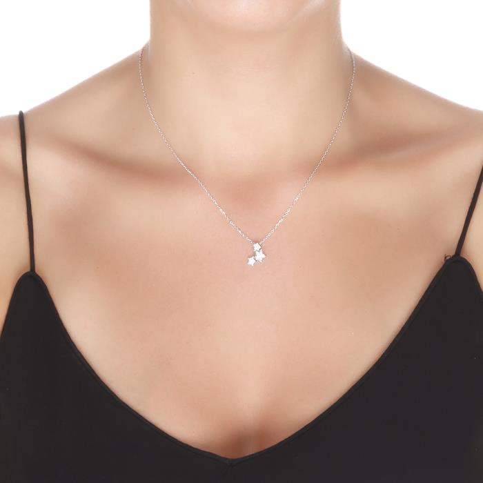 925er Sterlingsilber-Halskette mit glänzendem Zirkonia, rhodiniert - Familie