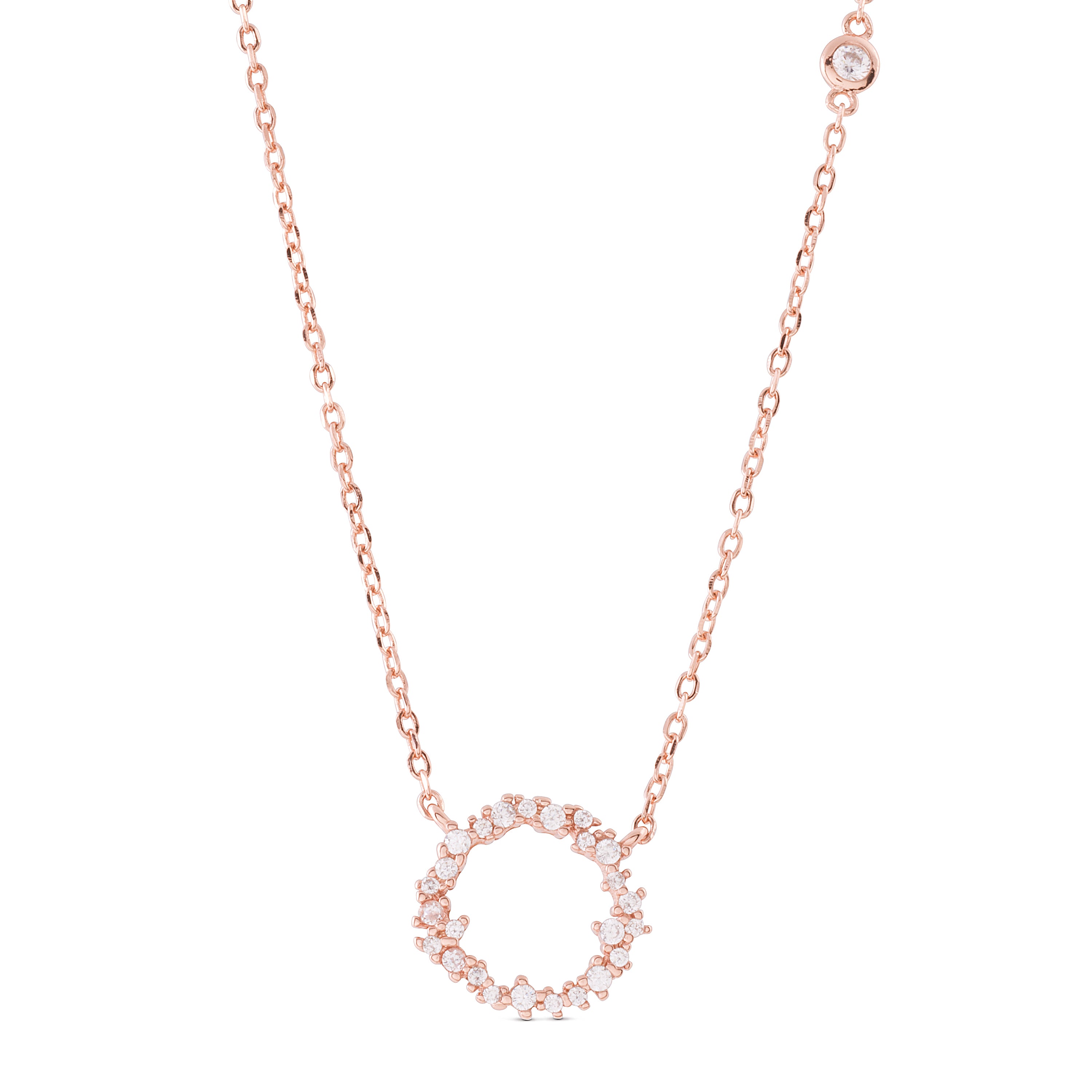 Collier en argent sterling 925 avec zircon brillant finition or rose 18K - Thilak