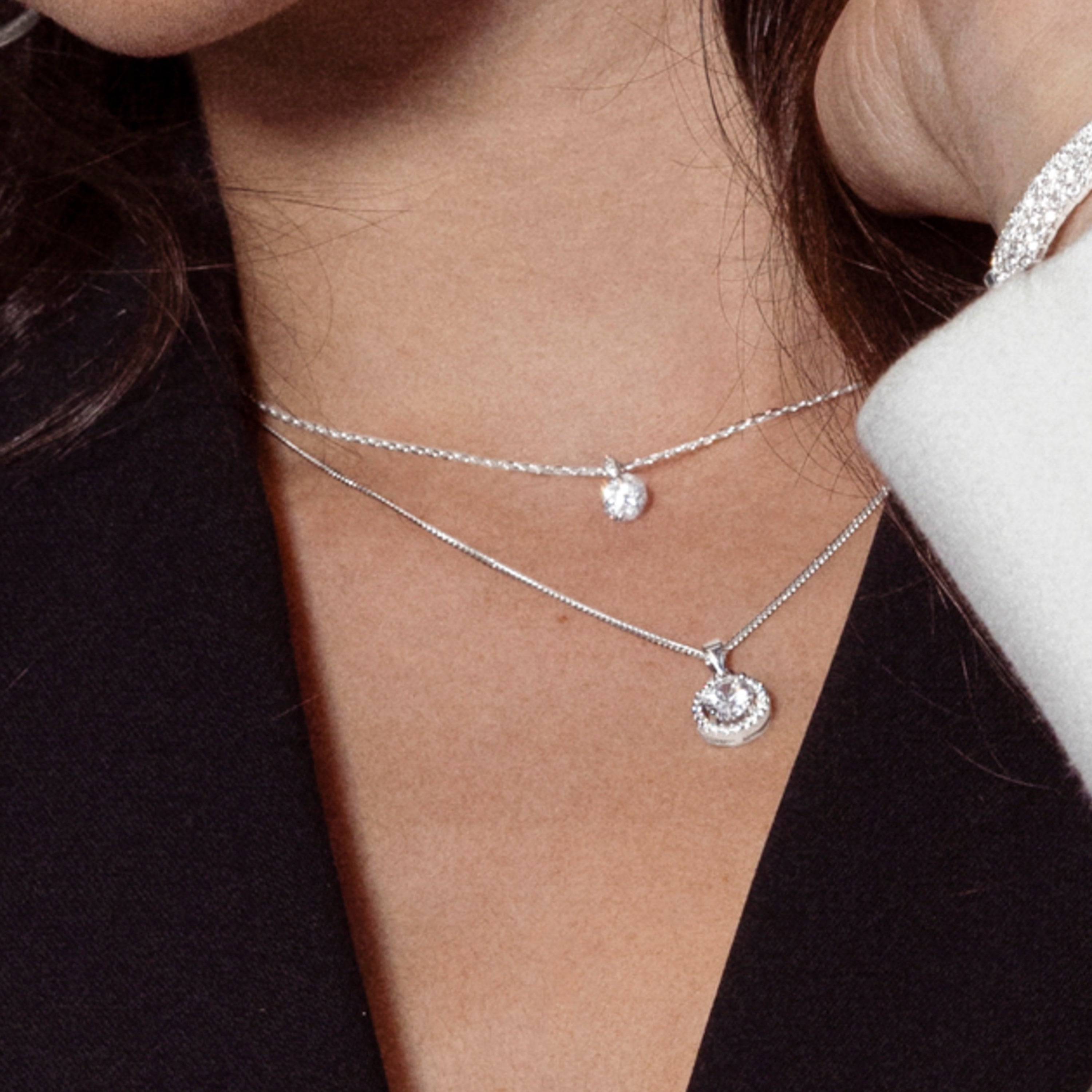 Collar de Plata de Ley 925 con Circonita Brillante acabado en rodio - Laiah