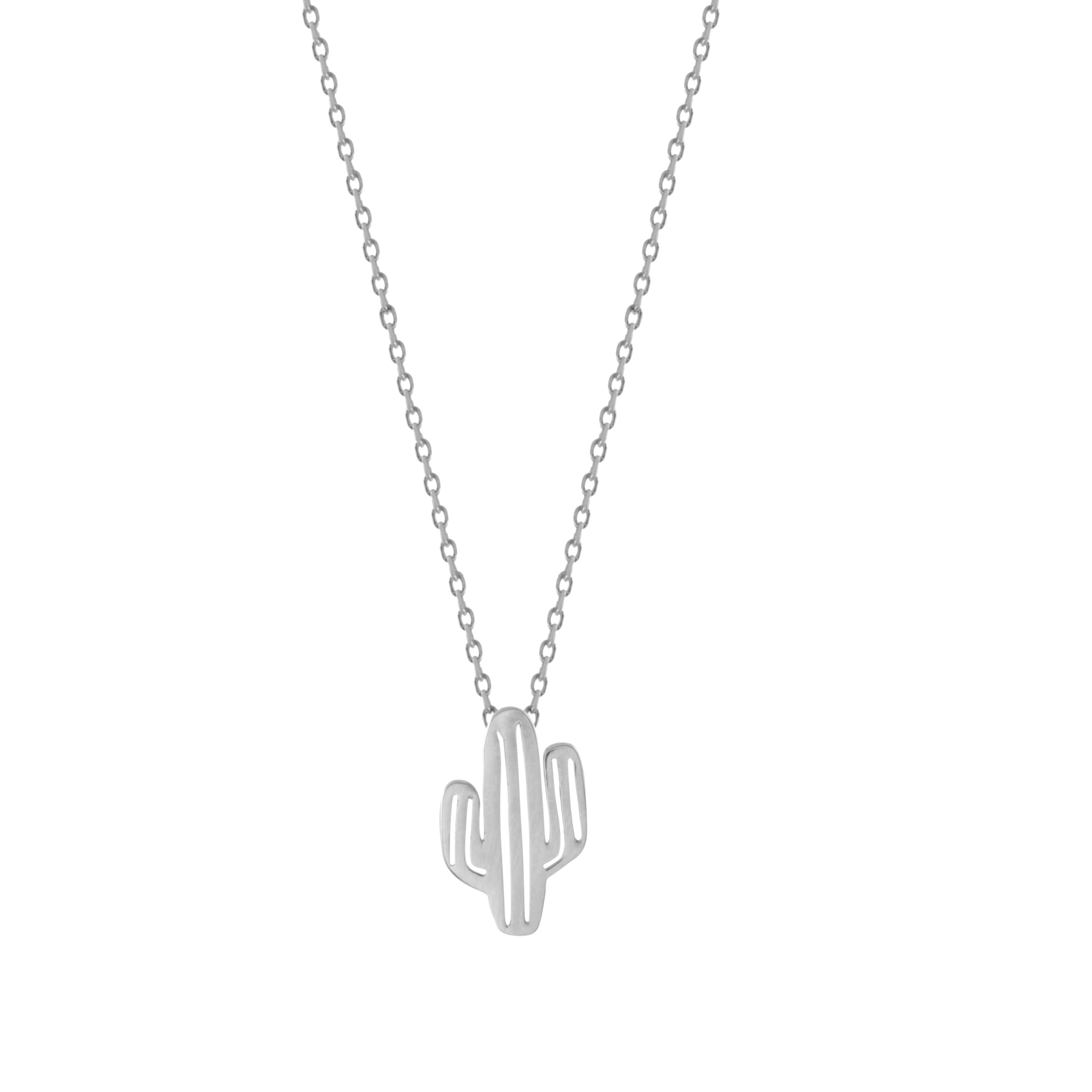 Plain Silver Cactus Necklace