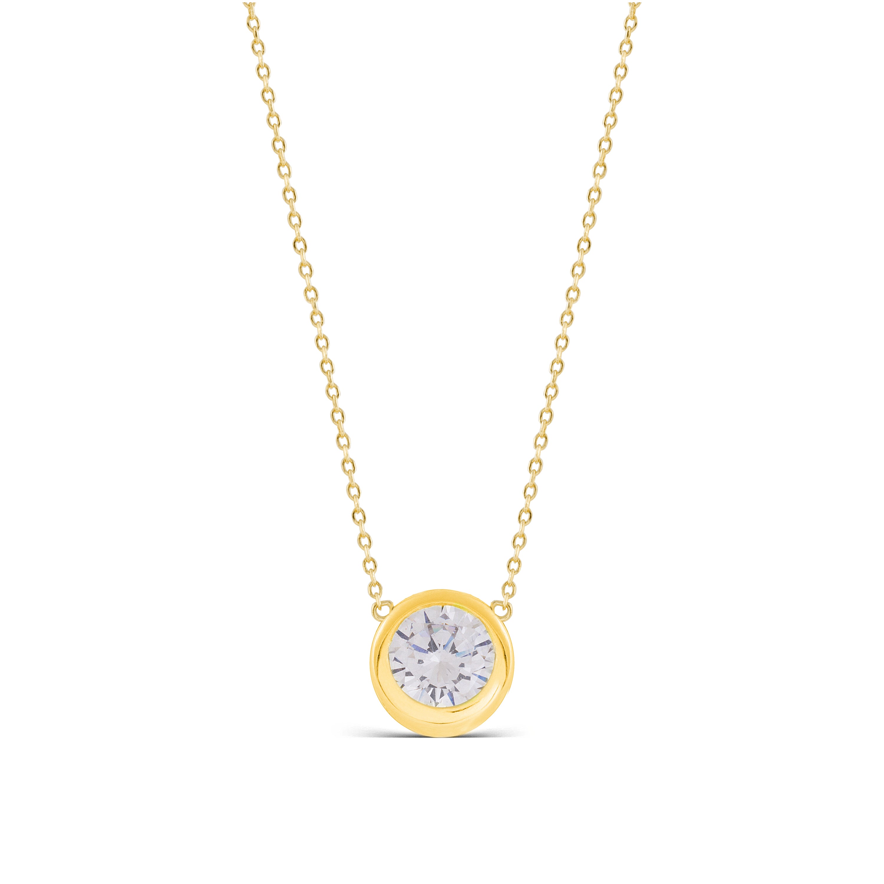 Collier en argent sterling 925 avec zircon brillant finition or jaune 18K - Imrak