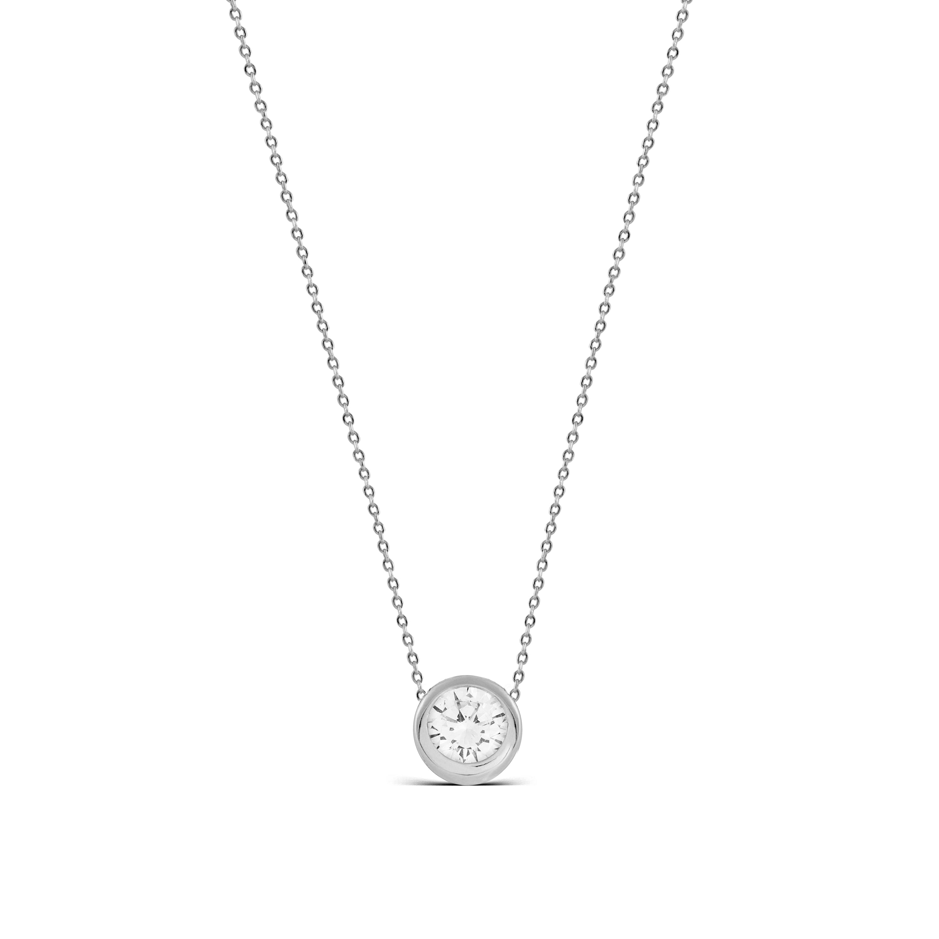 925 Sterling Silver Necklace with Brilliant Zirconia finished in Rhodium - Imrak