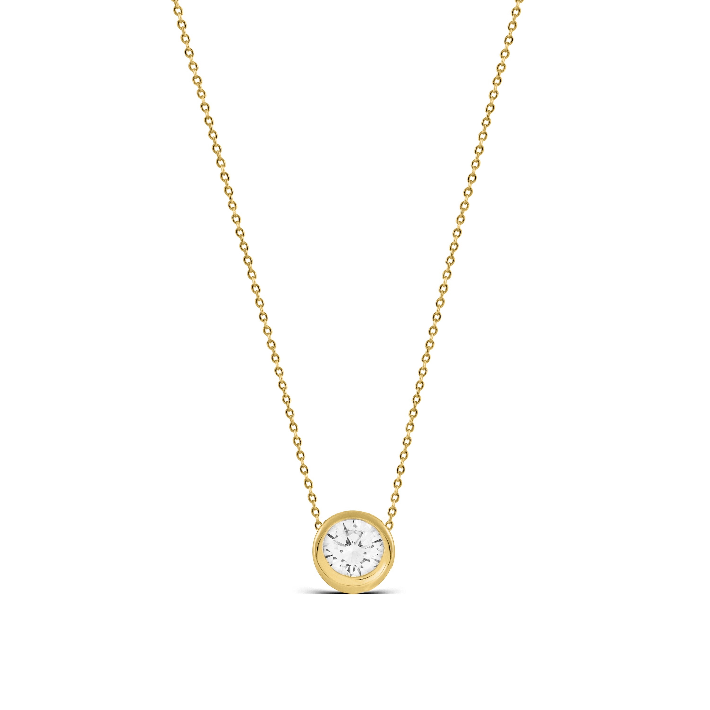 925 Sterling Silver Necklace with Brilliant Zirconia finished in 18K yellow gold - Imrak