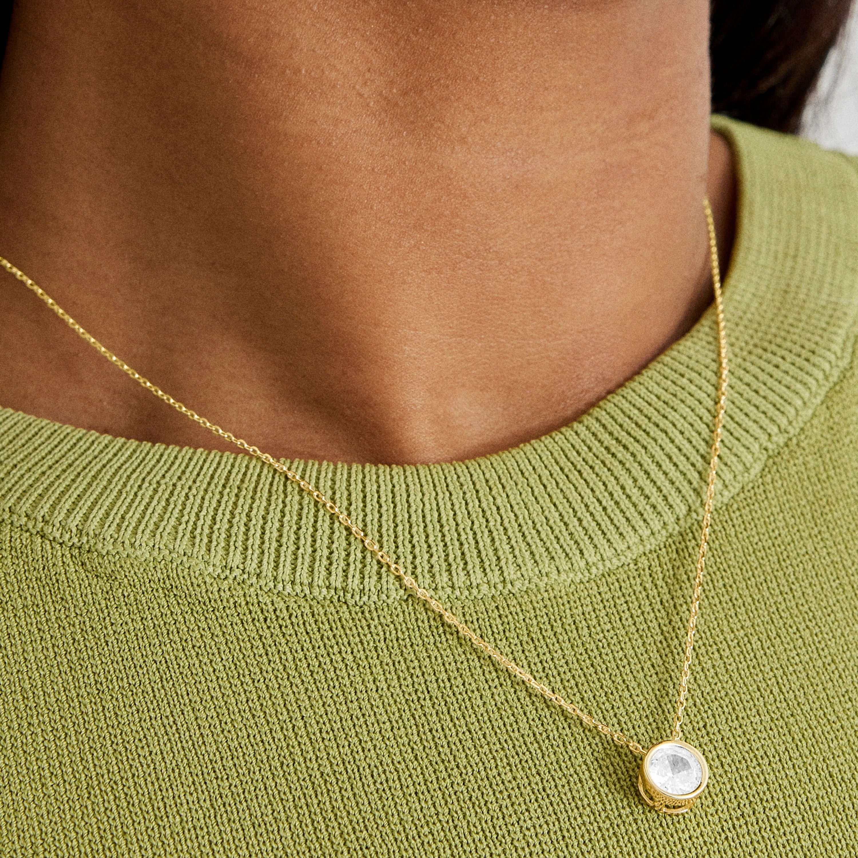 Colar de Prata de Lei 925 com Zircónia Brilhante acabamento em ouro amarelo 18K - Imrak