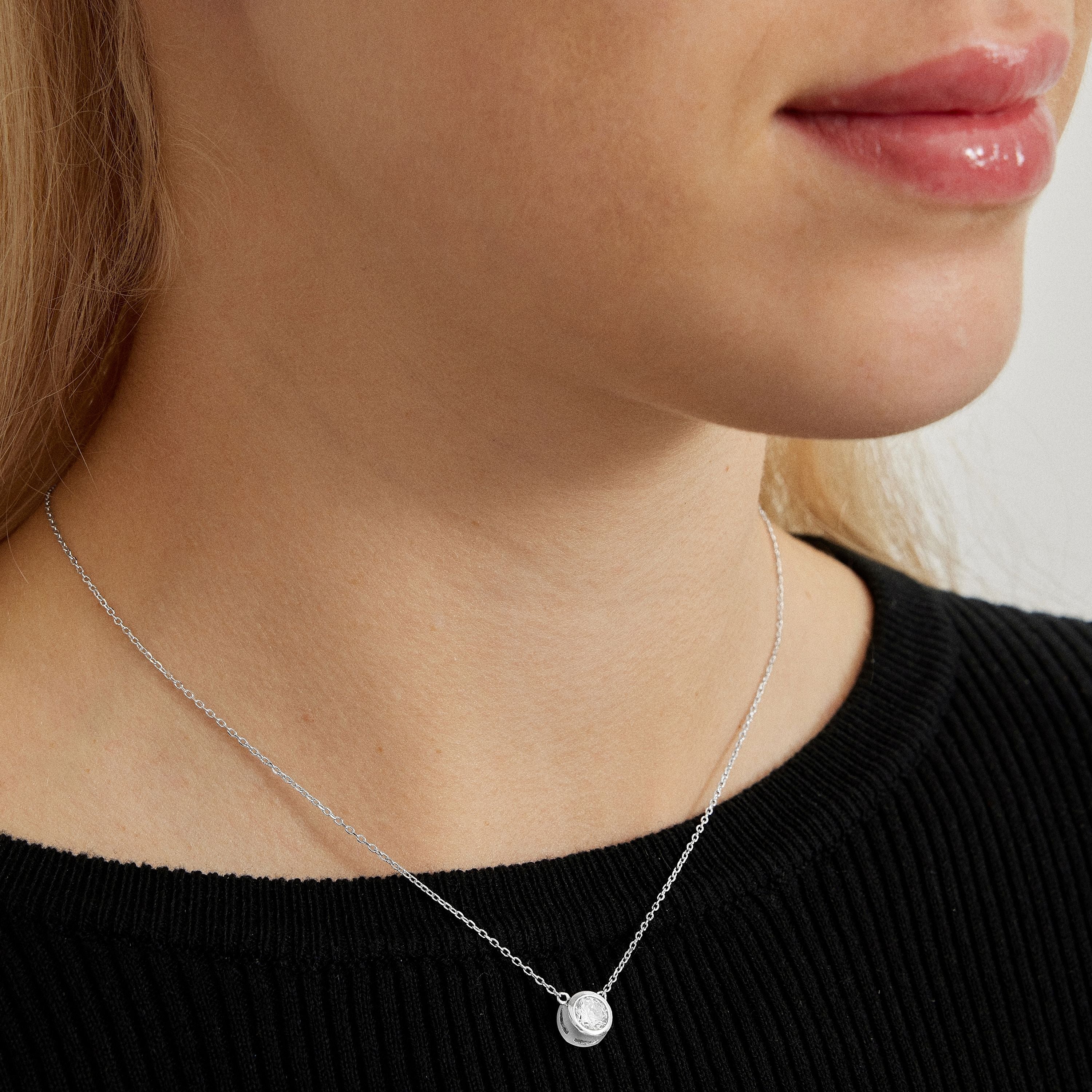 925 Sterling Silver Necklace with Brilliant Zirconia finished in Rhodium - Imrak