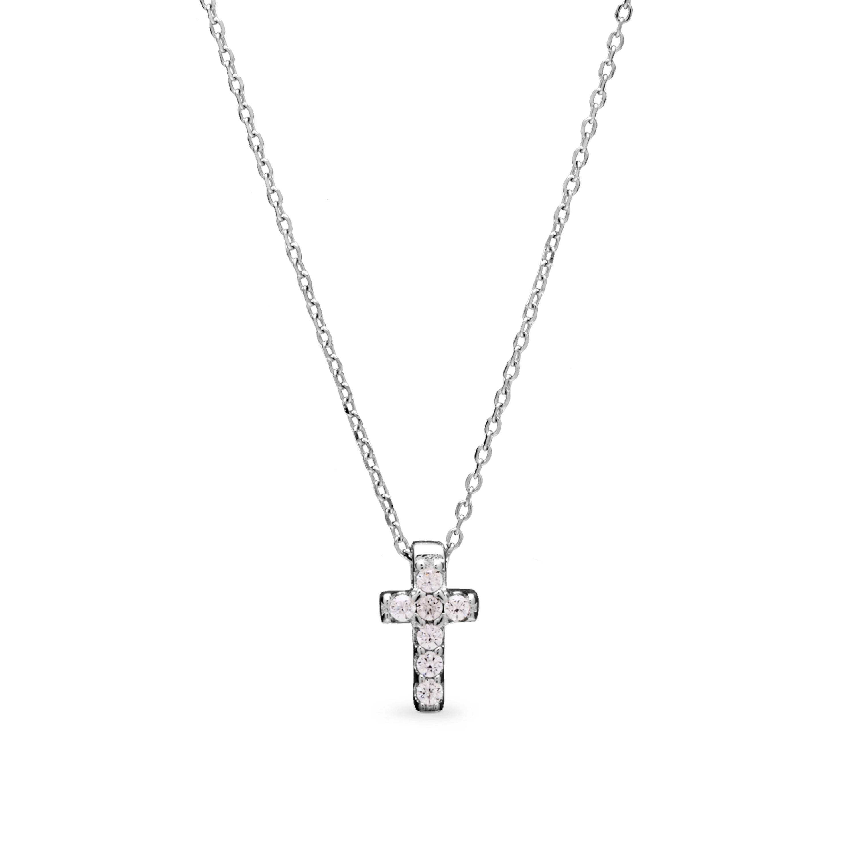 925 Sterling Silver Necklace with Brilliant Zirconia finished in Rhodium - Sharra