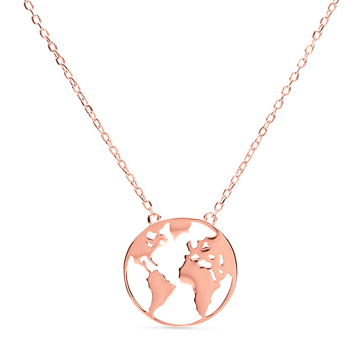 Rose Gold Plated Silver World Necklace