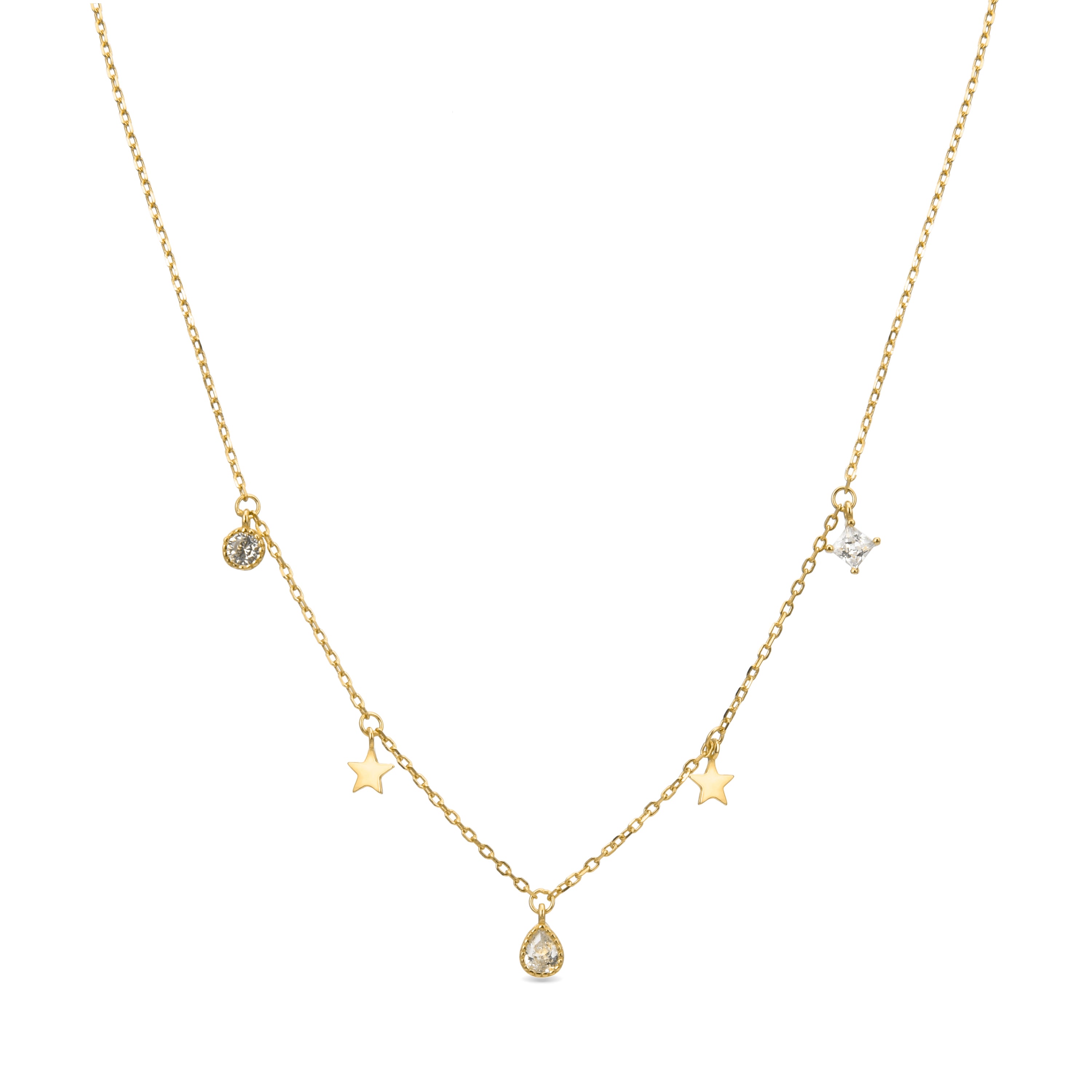 Collier en argent sterling 925 avec zircon brillant finition en or jaune 18K - Étoile