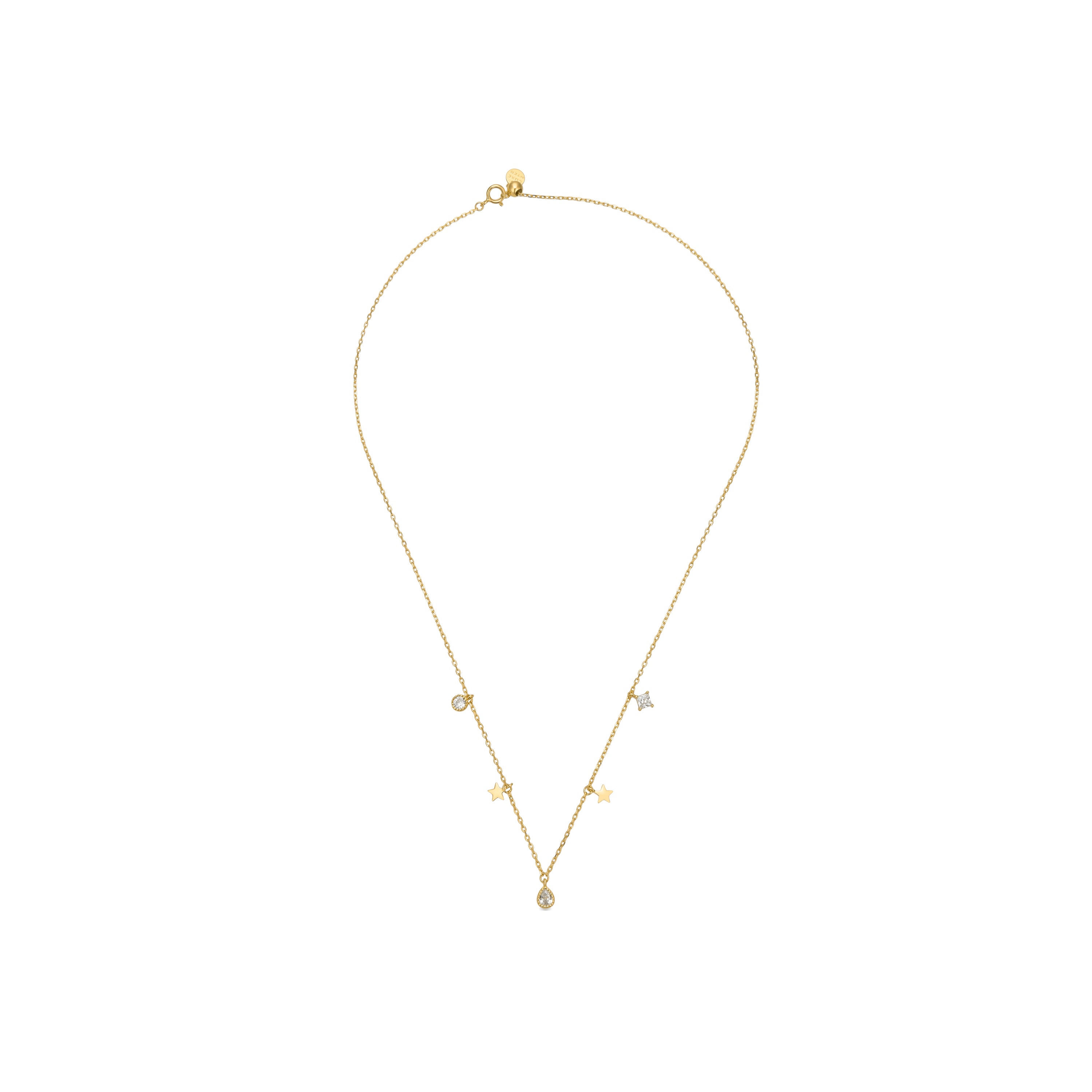Collier en argent sterling 925 avec zircon brillant finition en or jaune 18K - Étoile