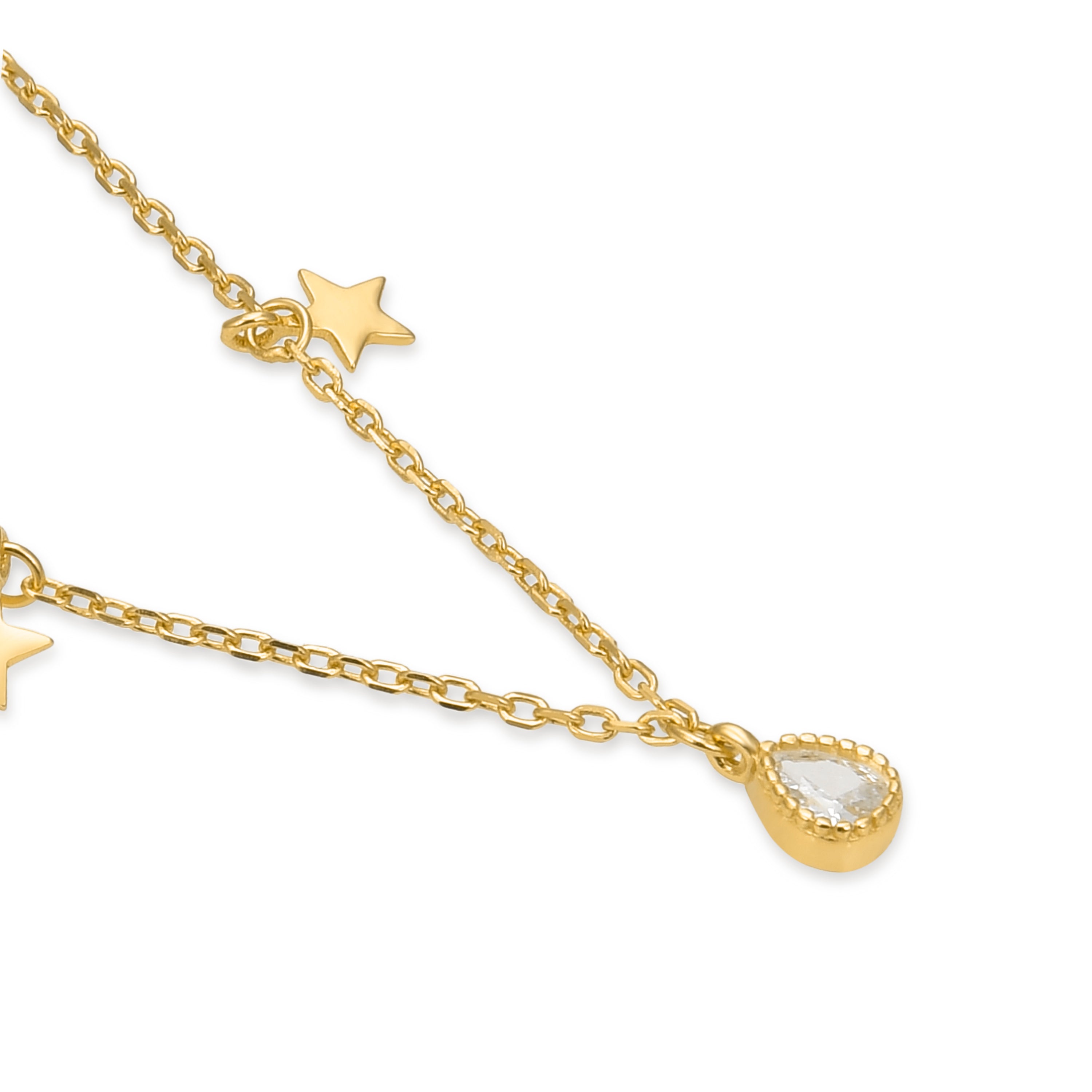 Collier en argent sterling 925 avec zircon brillant finition en or jaune 18K - Étoile