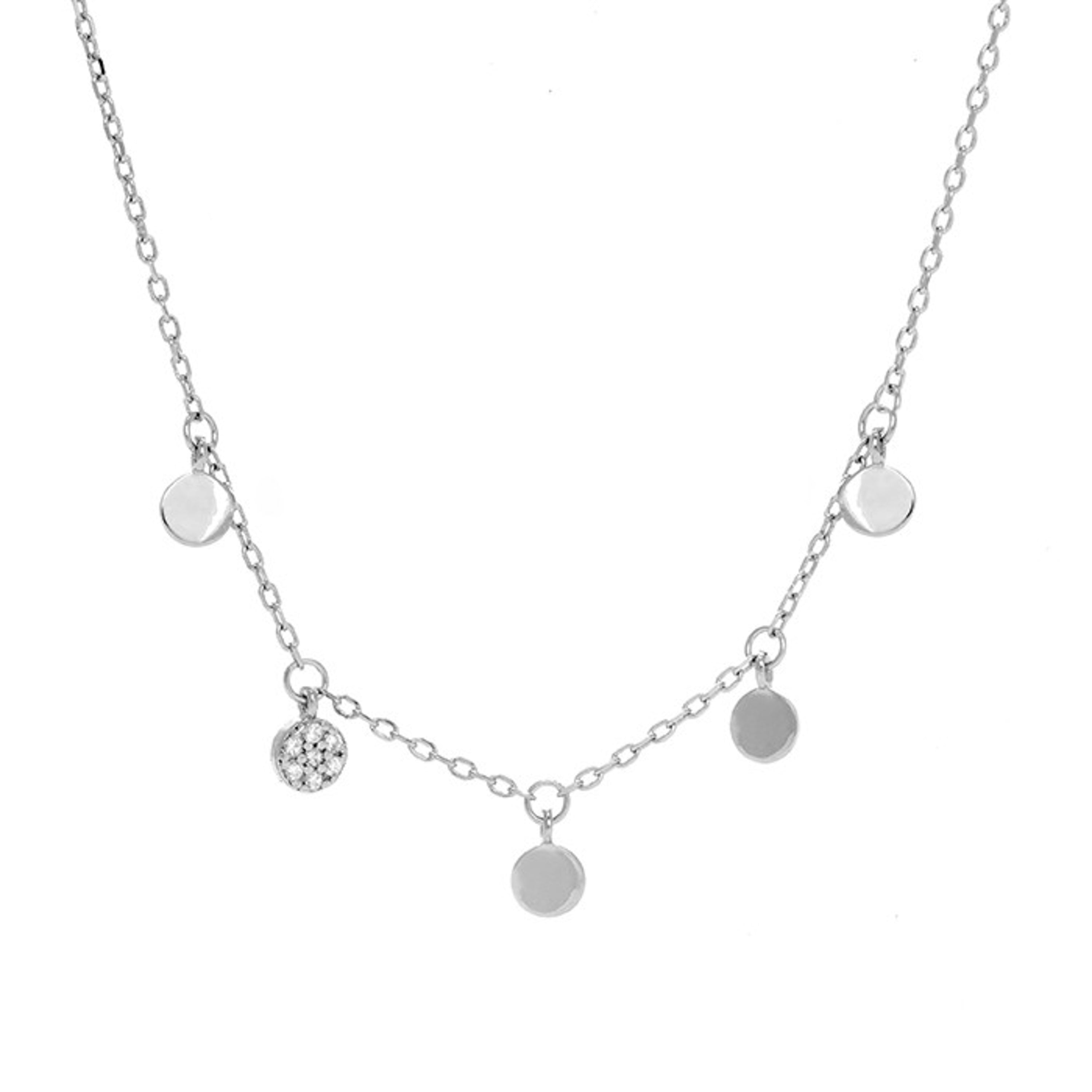 Collana in Argento Sterling 925 con Zirconia Cubica brillante finitura in rodio - Circle