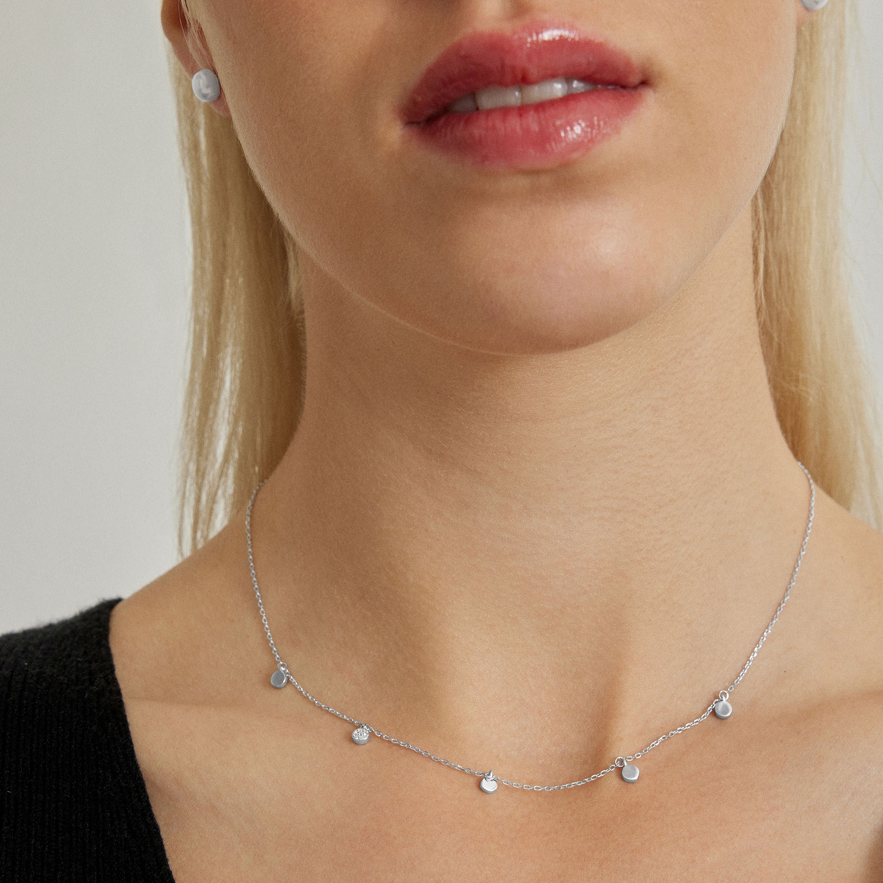 Collana in Argento Sterling 925 con Zirconia Cubica brillante finitura in rodio - Circle
