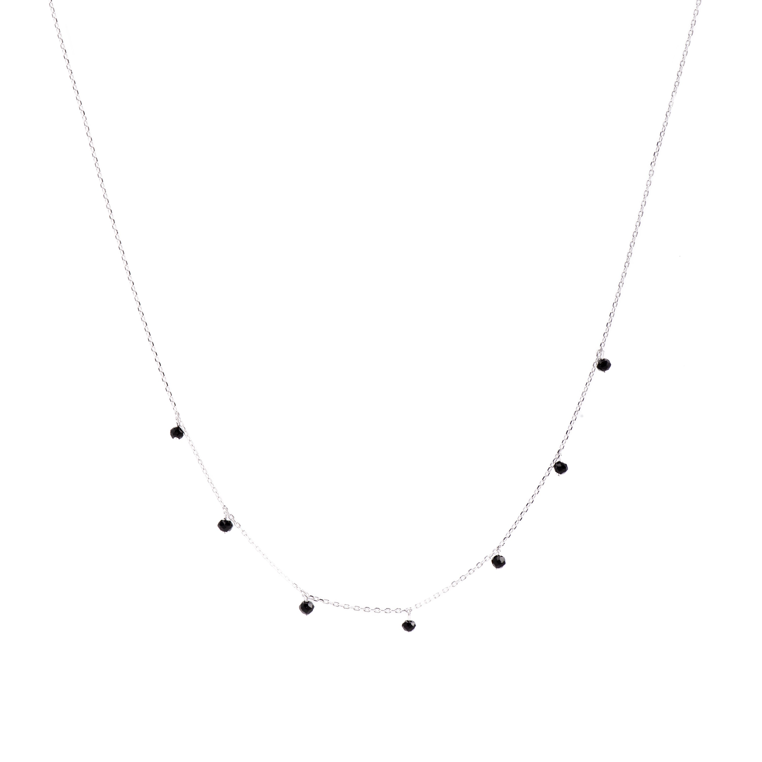 925 Sterling Silver Necklace with Onyx rhodium finish - Khosar
