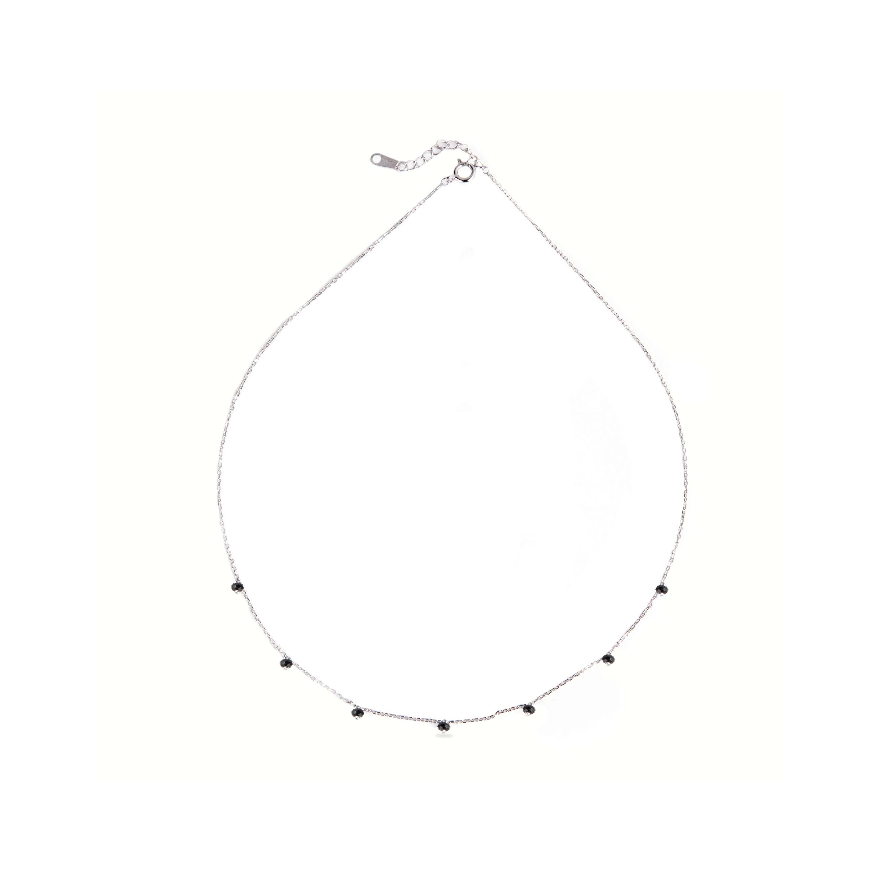 Collar de Plata de Ley 925 con Onix acabado en rodio - Khosar