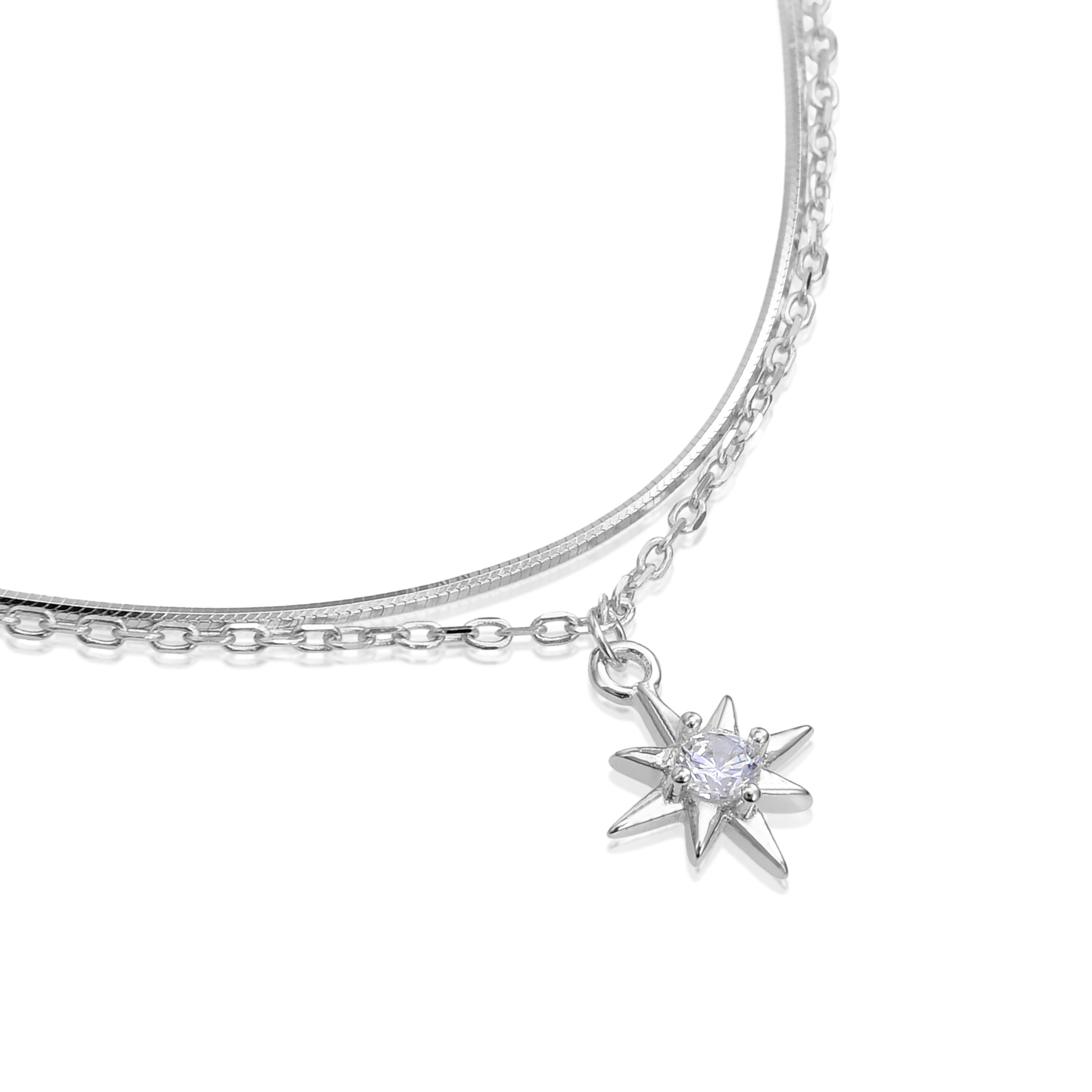 Collier en argent sterling 925 avec zircon brillant finition rhodiée - Lialt