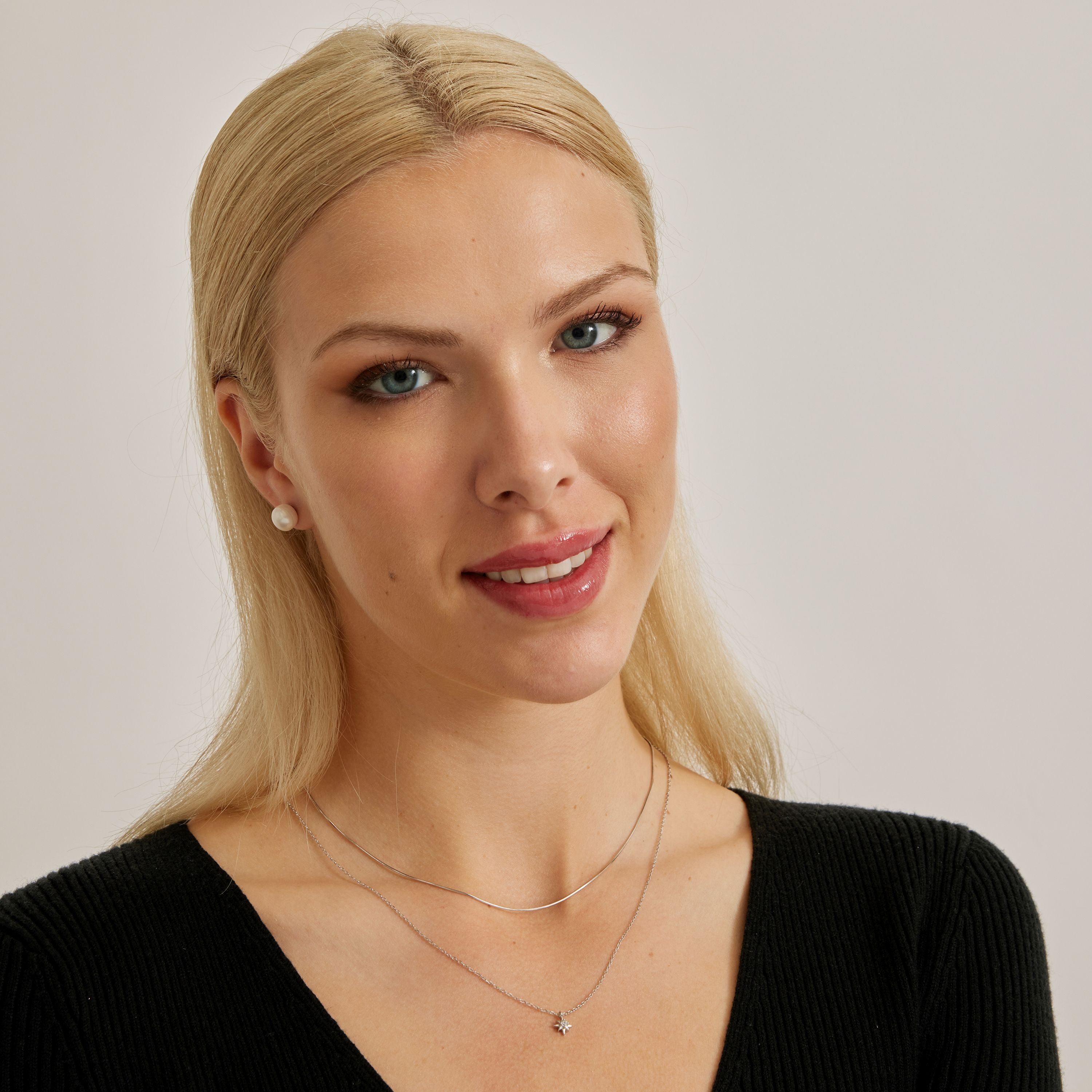 Collier en argent sterling 925 avec zircon brillant finition rhodiée - Lialt