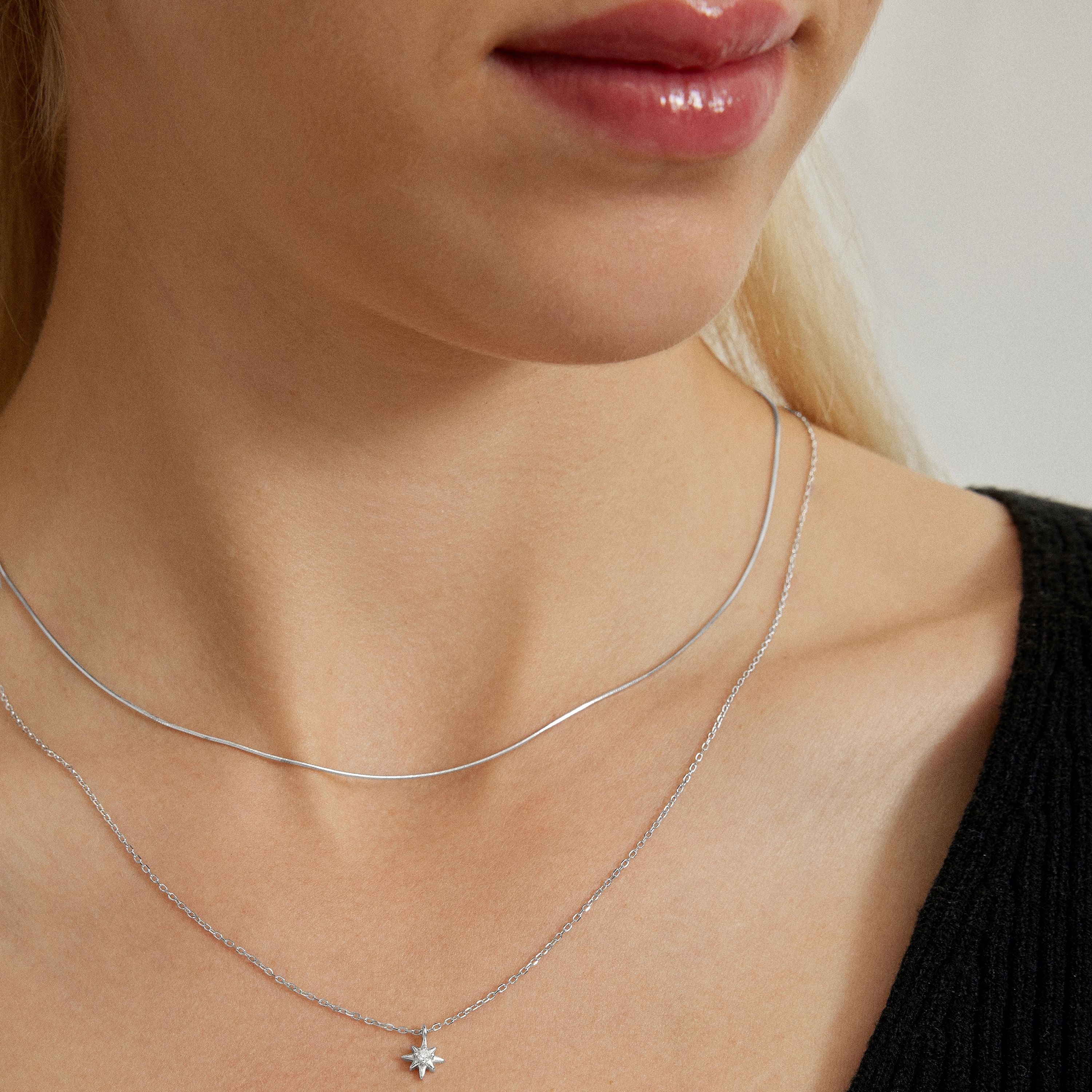 Collier en argent sterling 925 avec zircon brillant finition rhodiée - Lialt