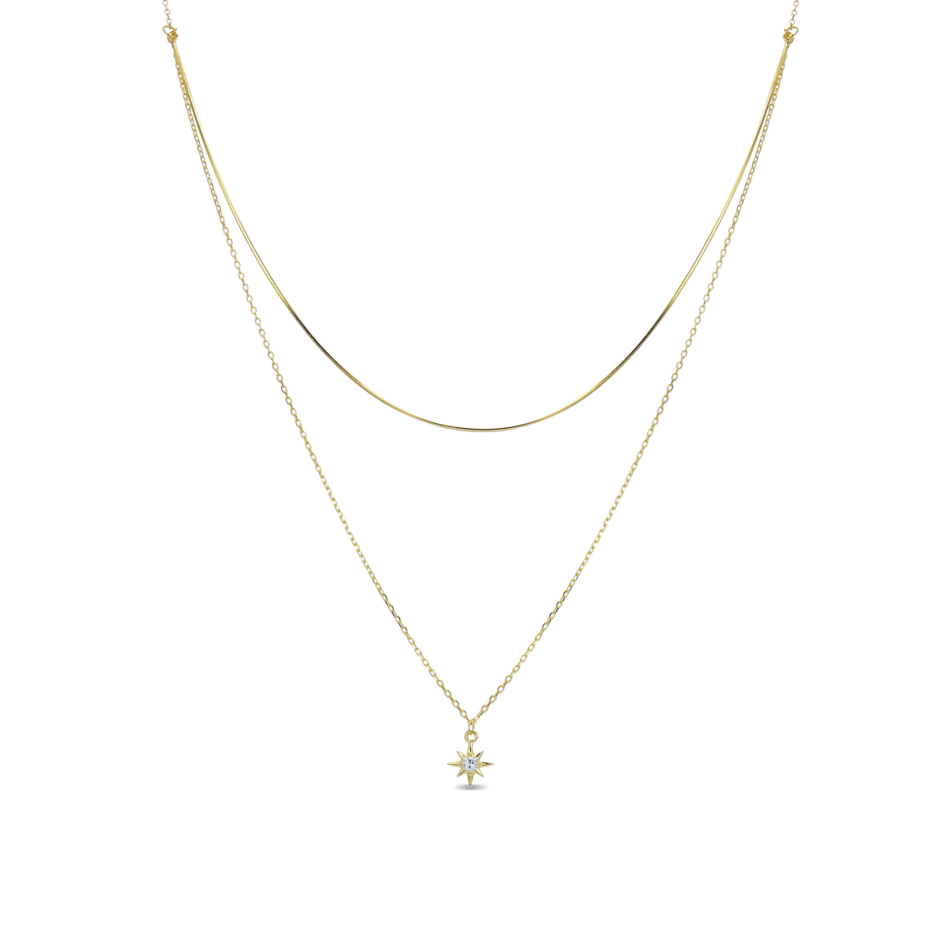 Collar de Plata de Ley 925 con Circonita Brillante acabado en oro amarillo 18K - Lialt