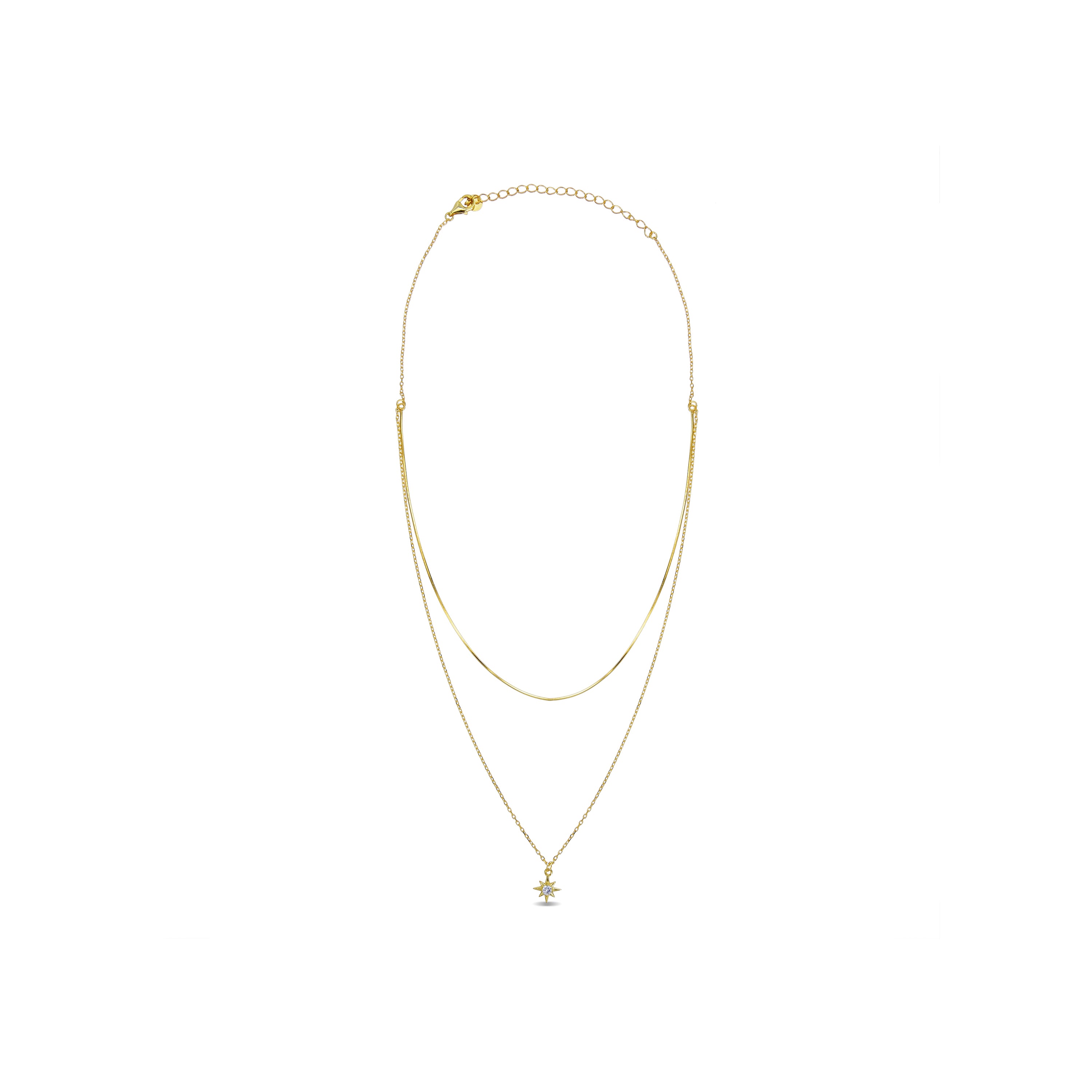 925er Sterling Silber Halskette mit funkelndem Zirkonia, vergoldet mit 18K Gelbgold - Lialt