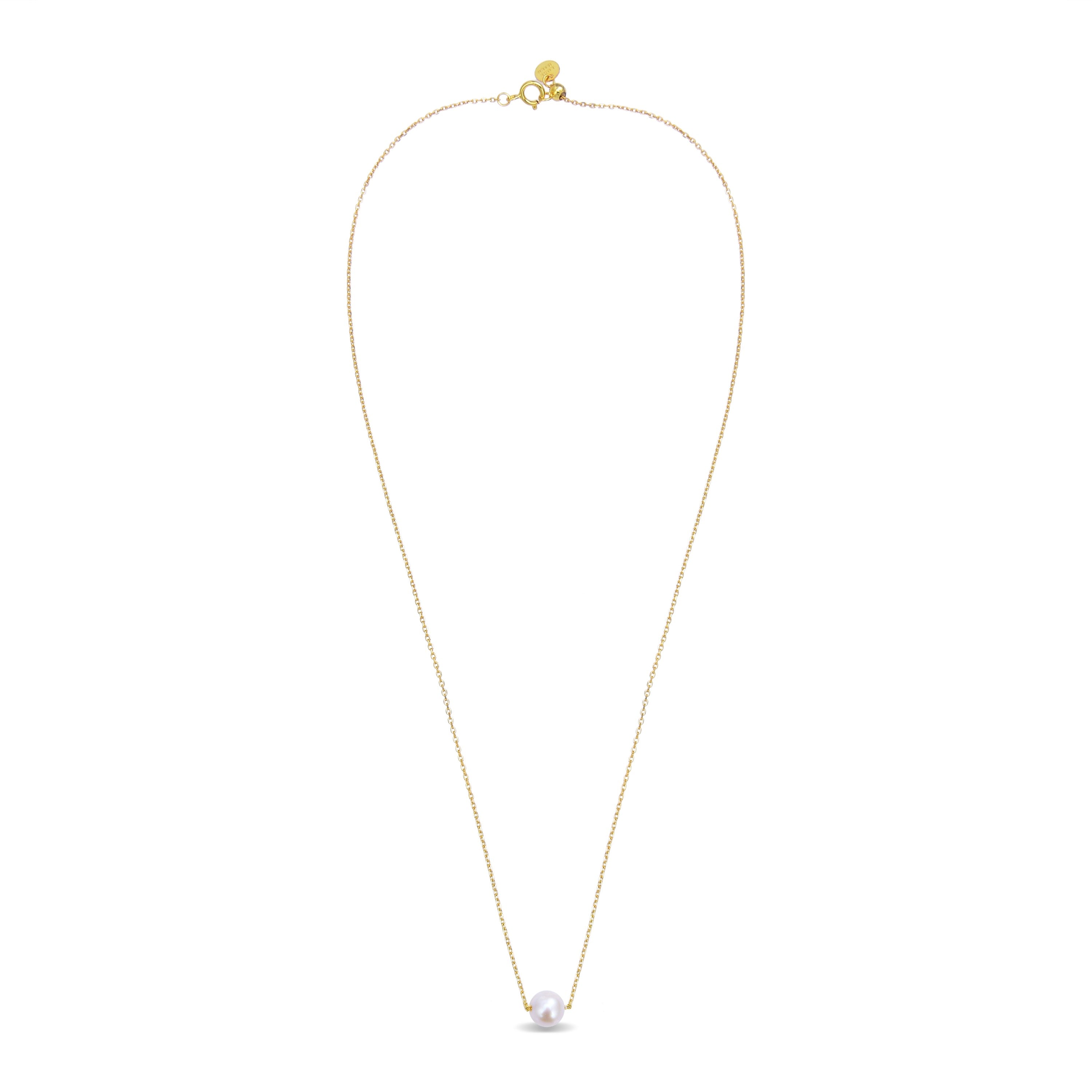 Collar de Plata de Ley 925 con Perla Blanca acabado en oro amarillo de 18K - Sadah