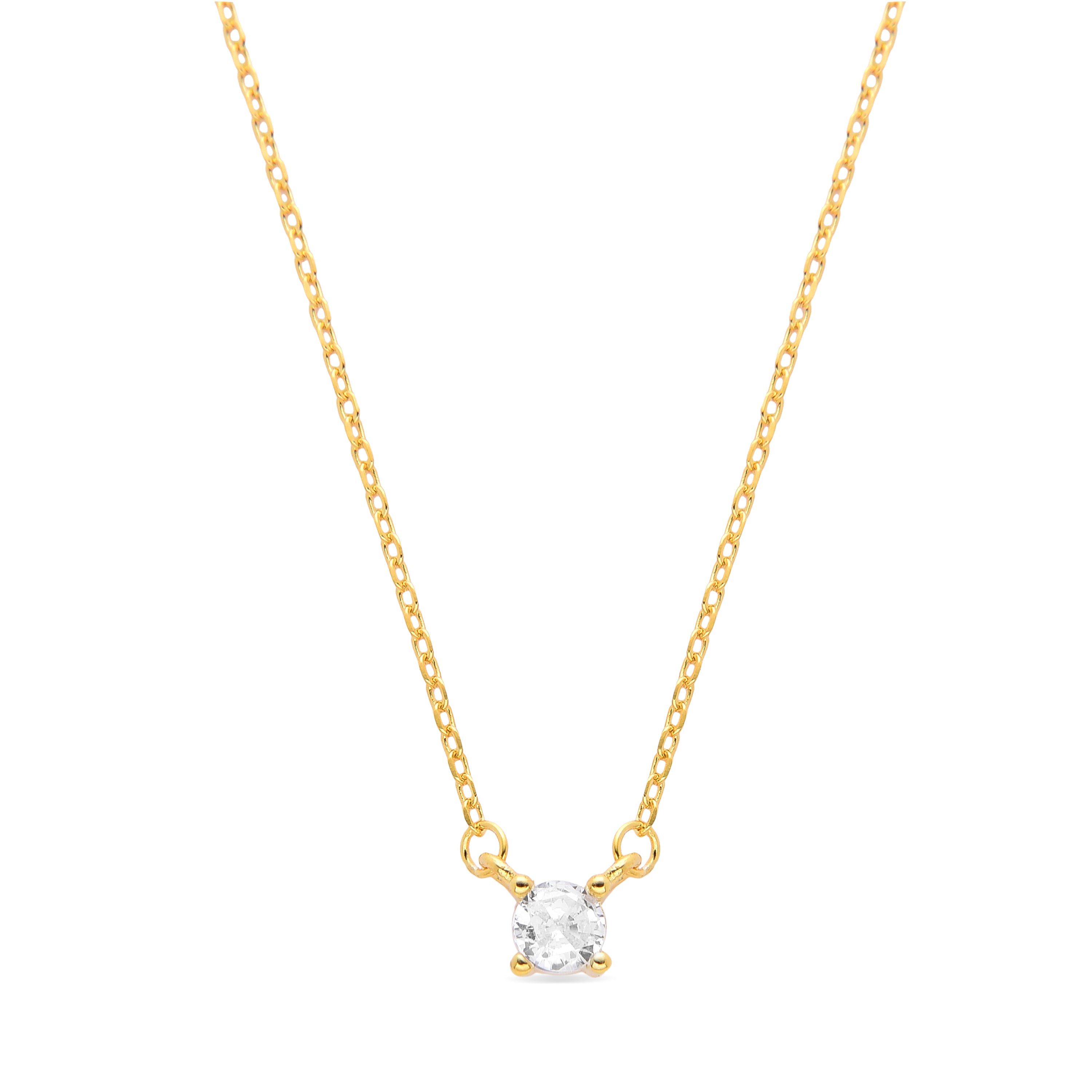 925 Sterling Silver Necklace with Brilliant Zirconia finished in 18K yellow gold - Keval