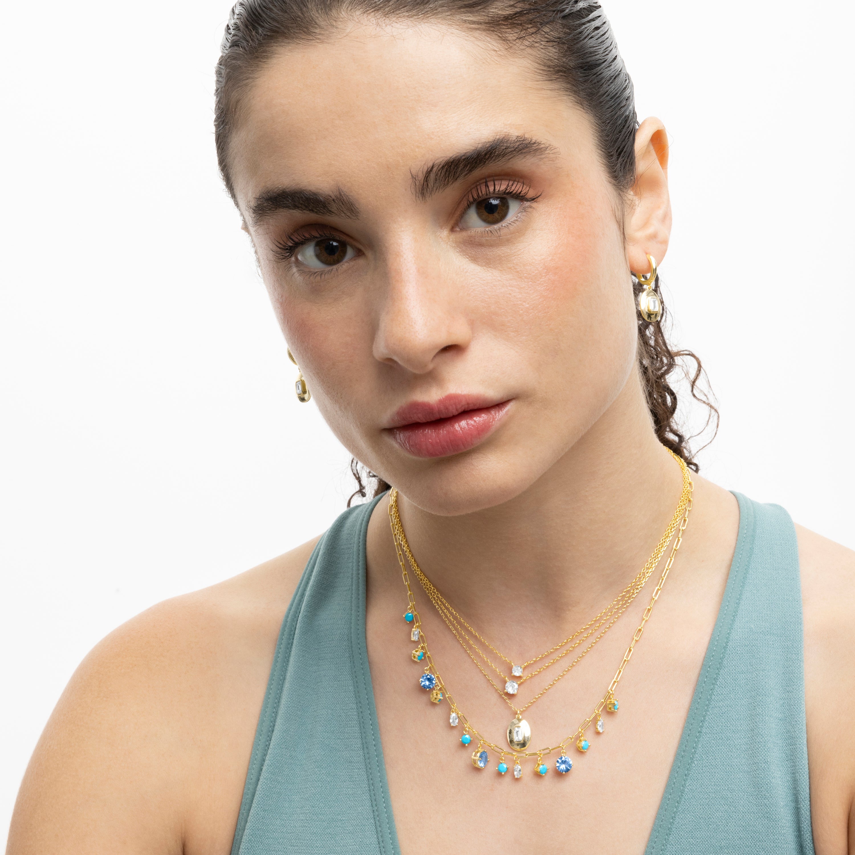 Collana in Argento Sterling 925 con Zirconia Brillante finitura in oro giallo 18K - Keval