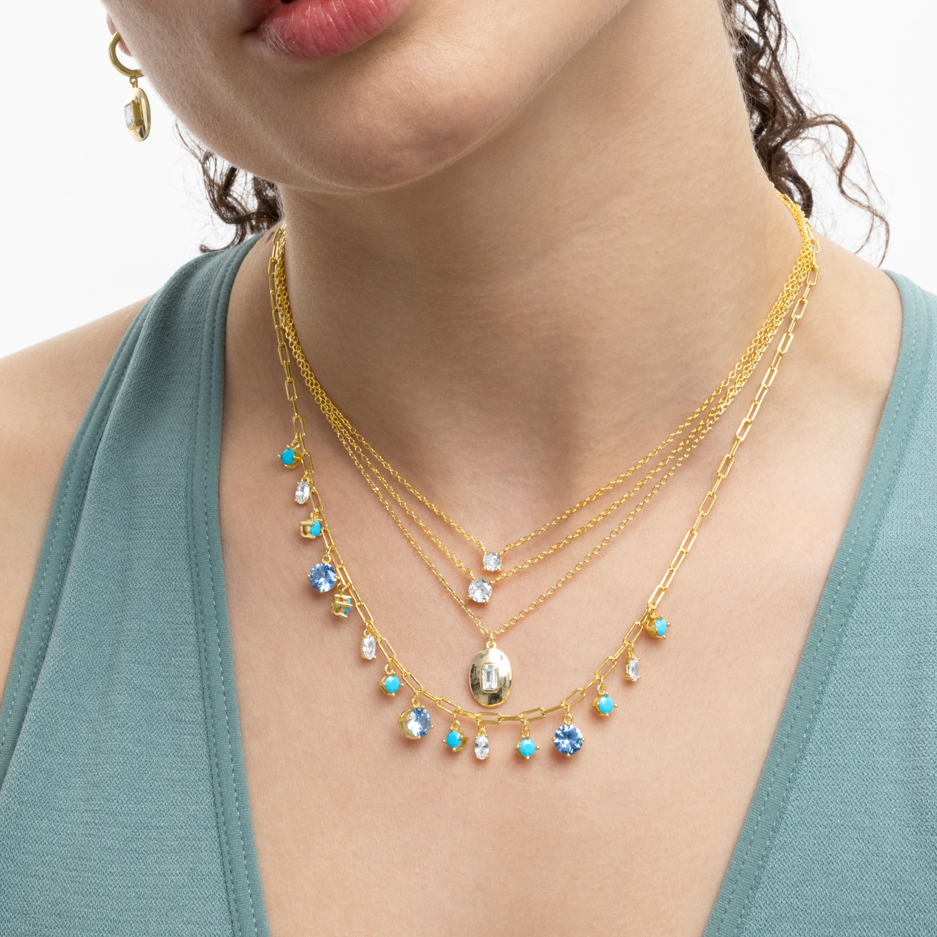 Collana in Argento Sterling 925 con Zirconia Brillante finitura in oro giallo 18K - Keval