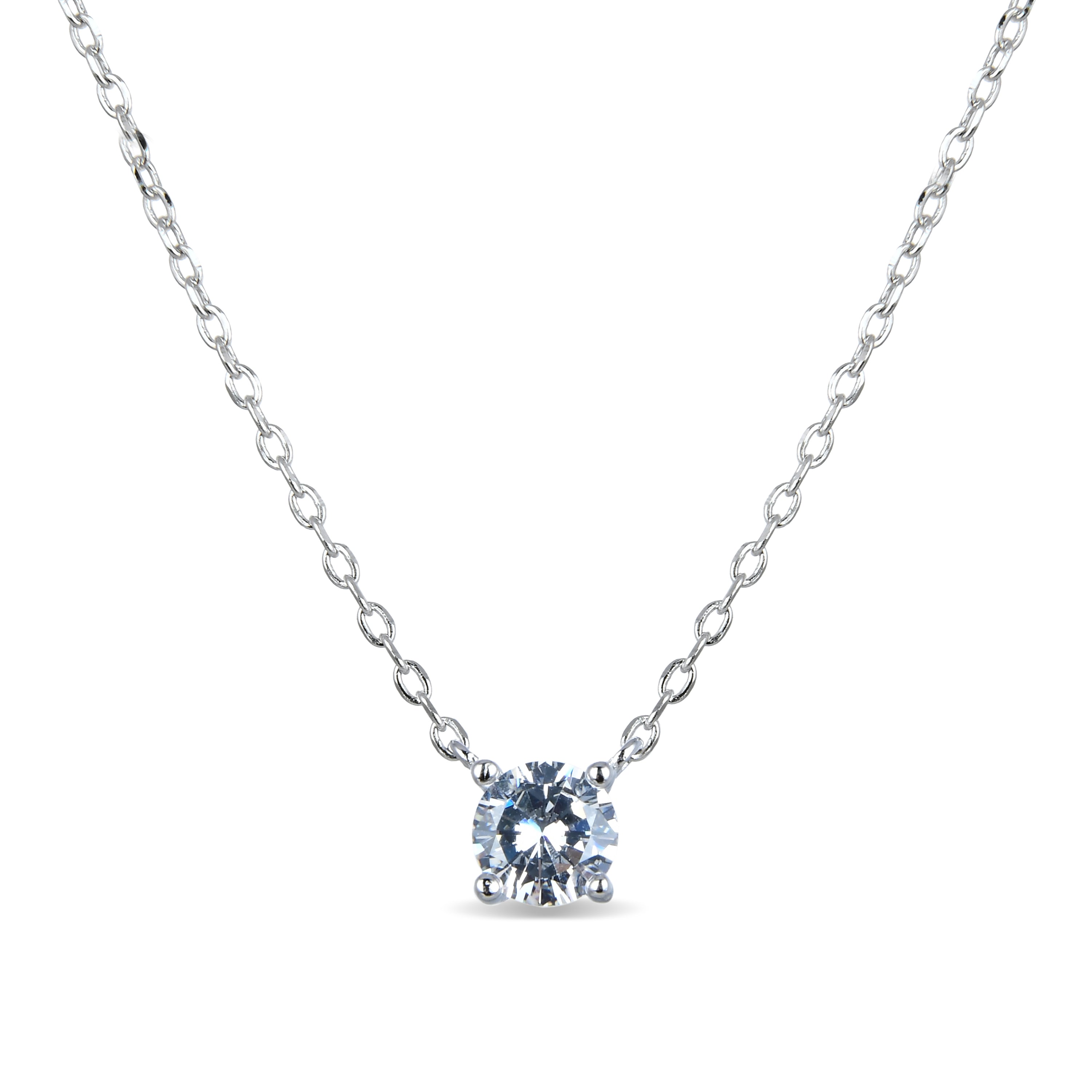 Collar de Plata de Ley 925 con Circonita Brillante acabado en rodio - Keval