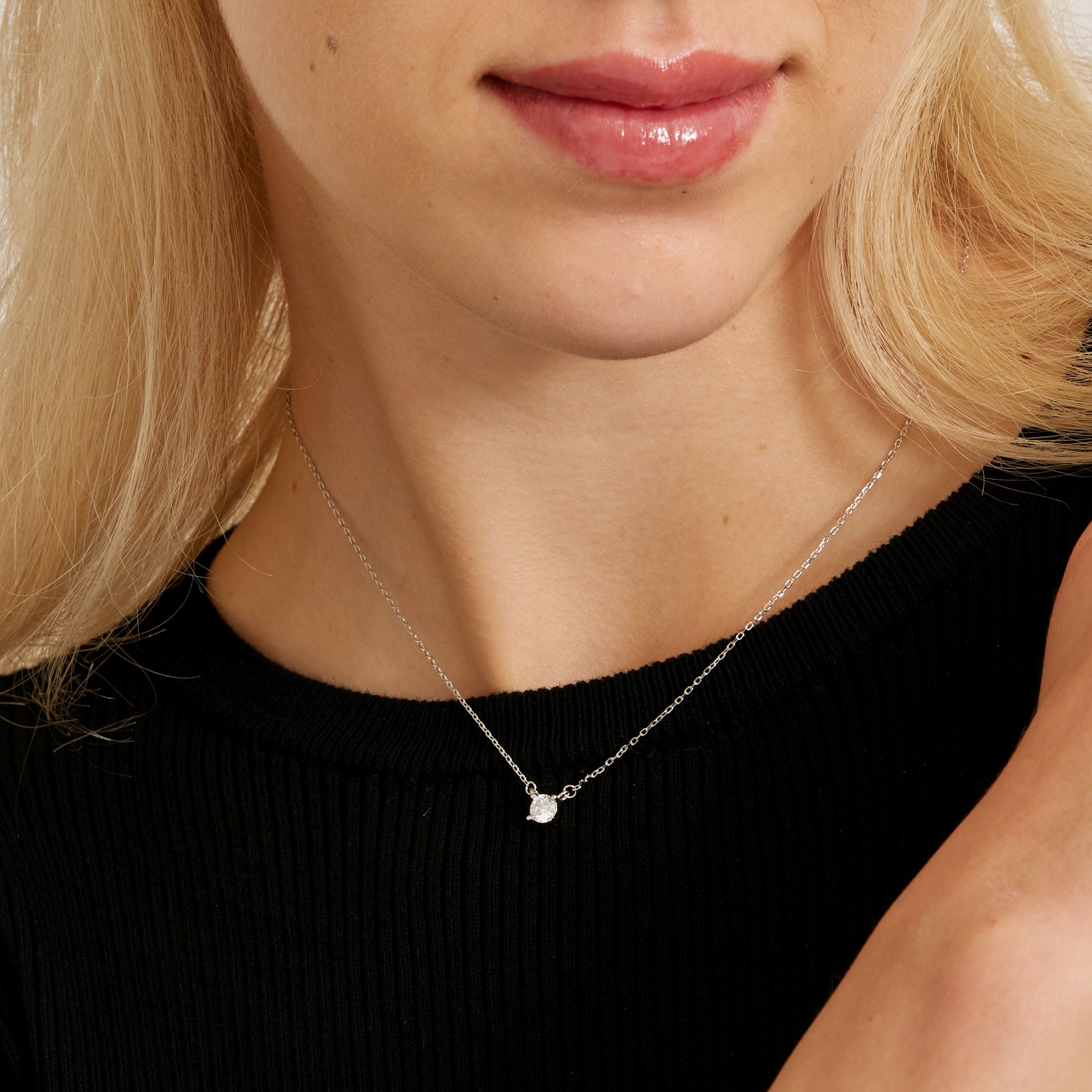 Collier en argent sterling 925 avec zircon brillant finition rhodiée - Keval