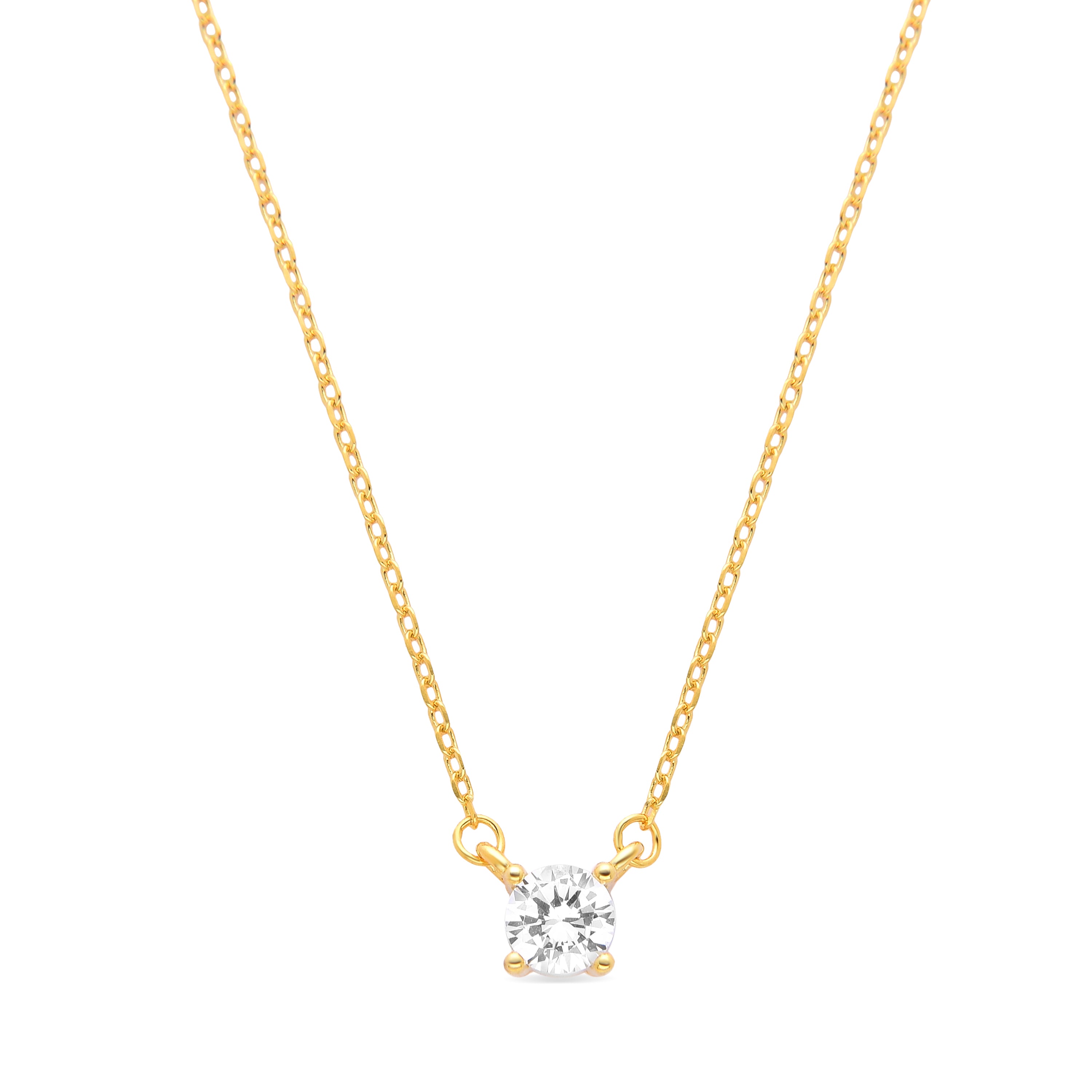 925 Sterling Silver Necklace with Brilliant Zirconia finished in 18K yellow gold - Keval