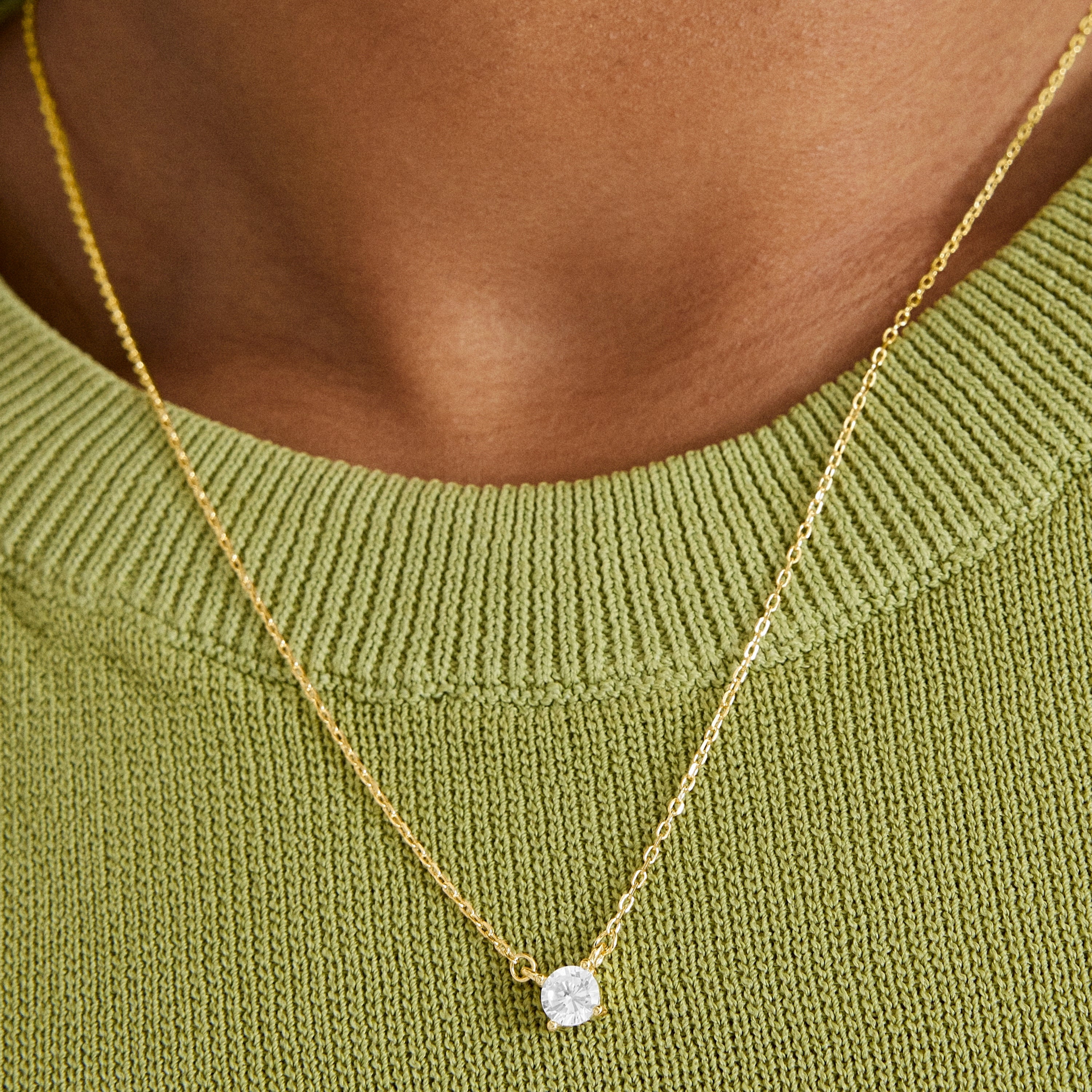 925 Sterling Silver Necklace with Brilliant Zirconia finished in 18K yellow gold - Keval