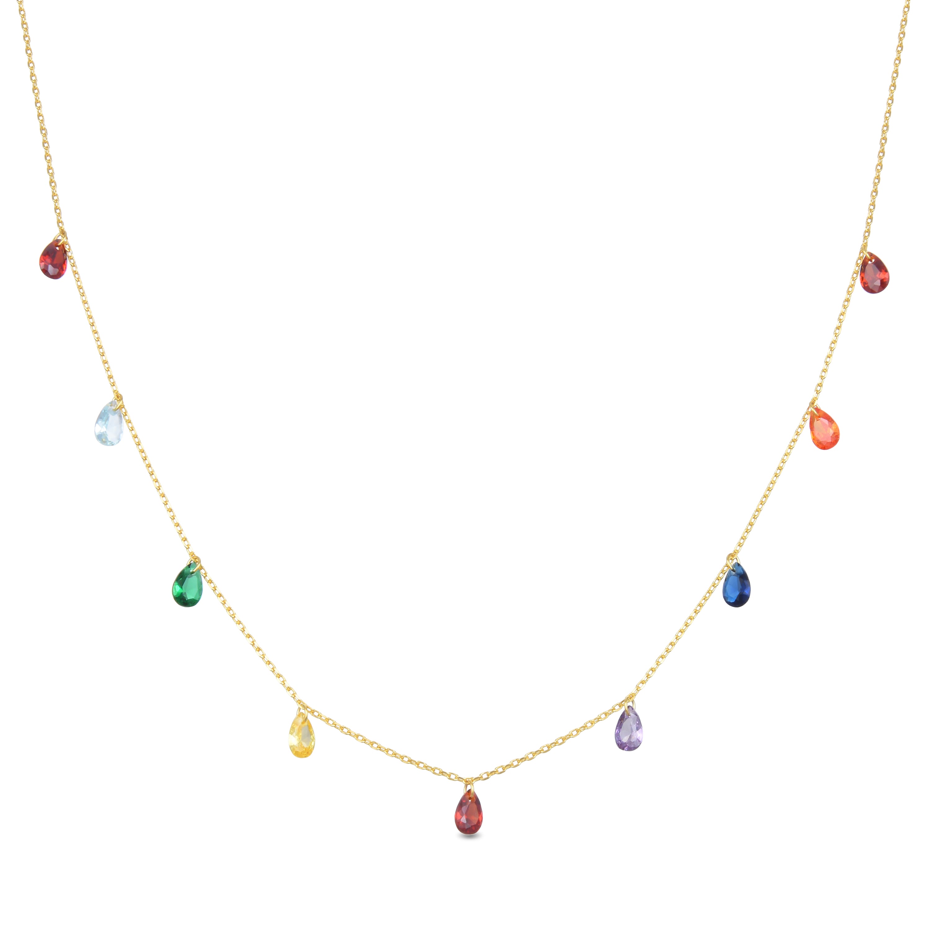 Collier en argent sterling 925 avec zircon multicolore finition en or jaune 18K - Lukza