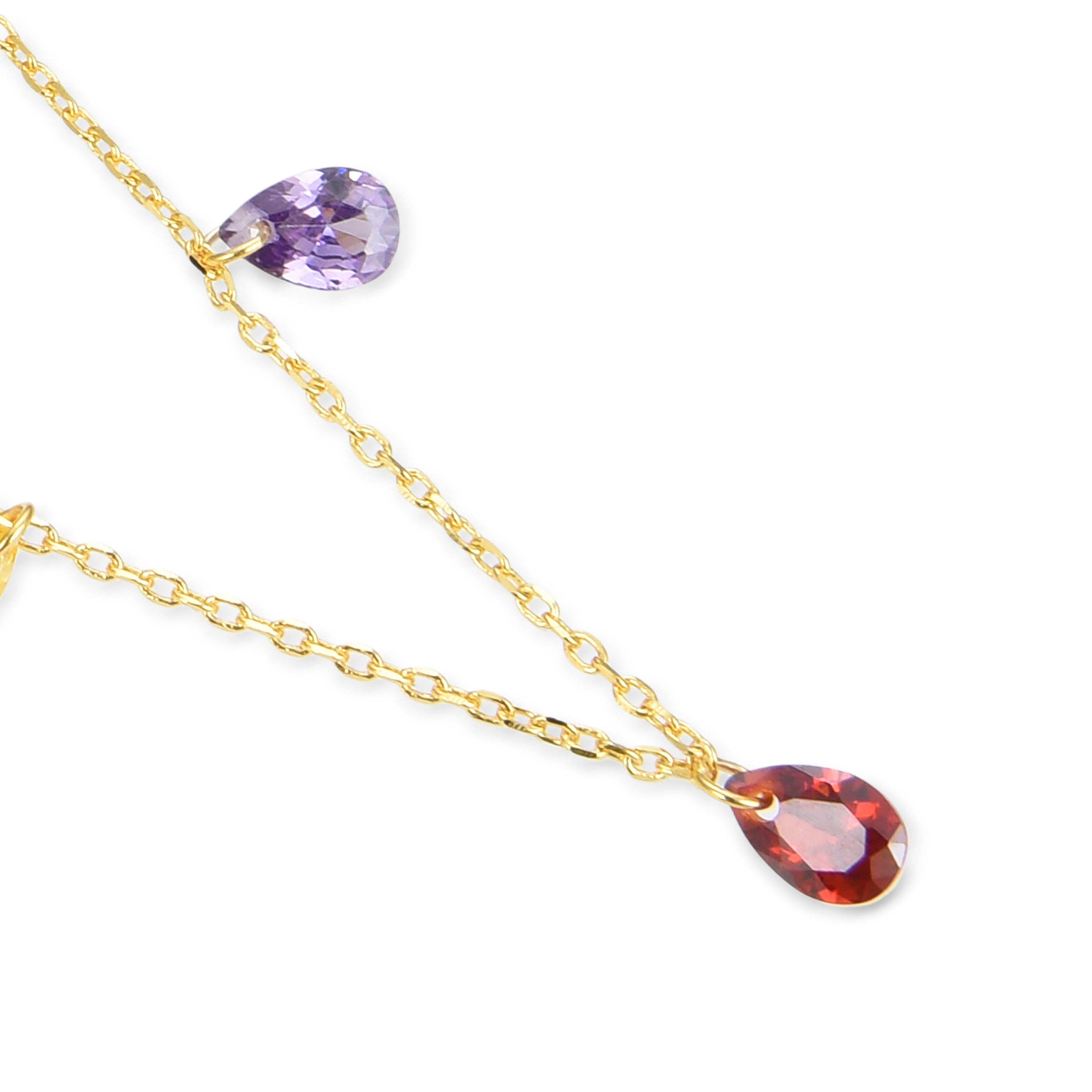 925 Sterling Silver Necklace with Multicolor Cubic Zirconia finished in 18K Yellow Gold - Lukza