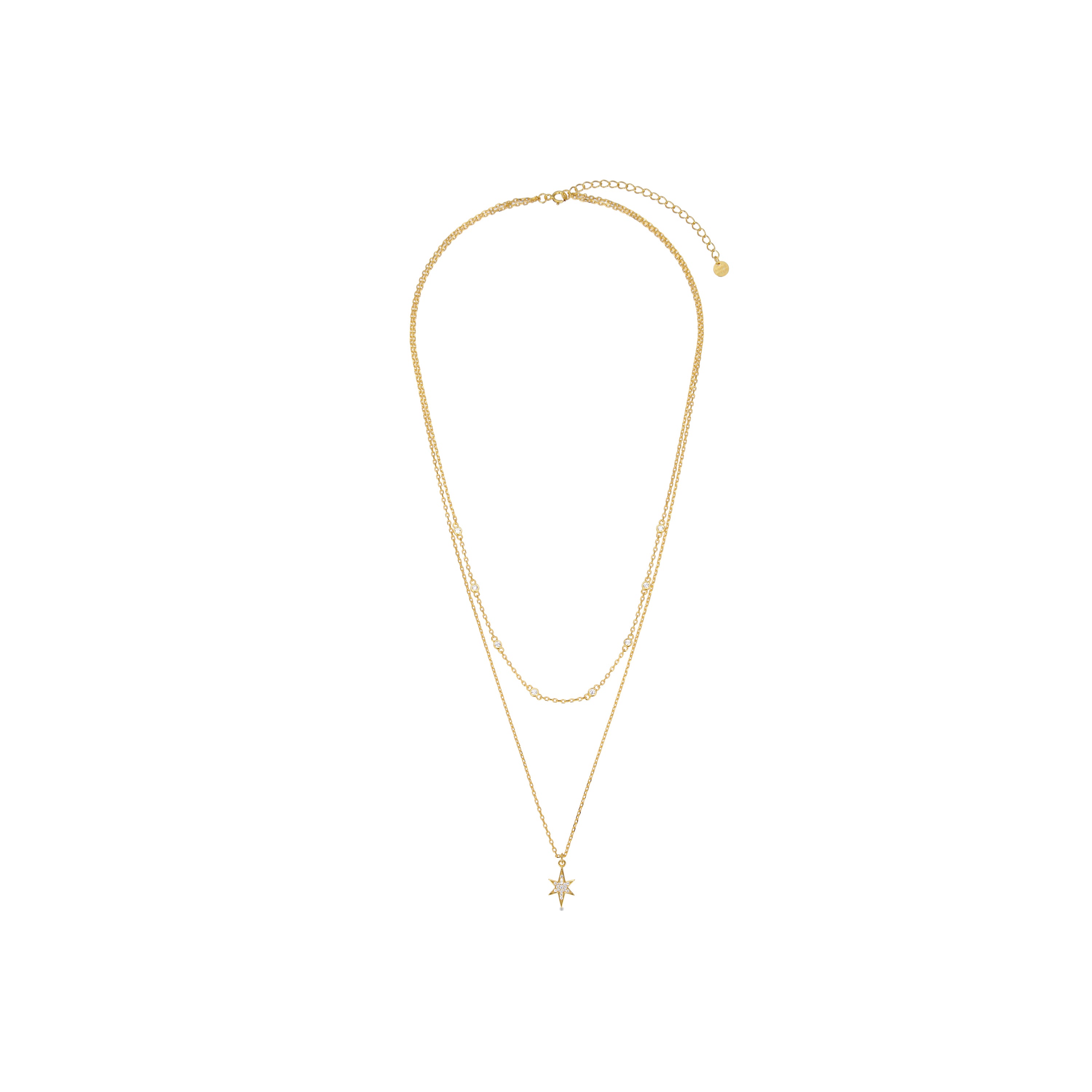 Collier en argent sterling 925 avec zircon brillant finition en or jaune 18K - Tilmu