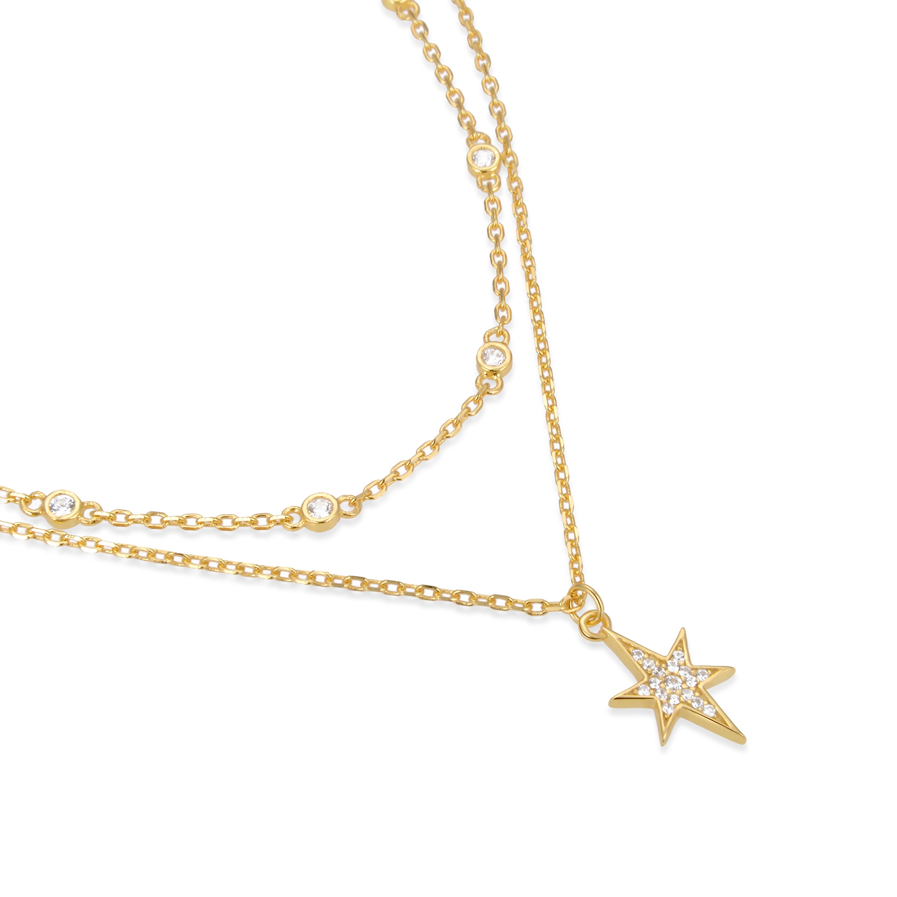 Collier en argent sterling 925 avec zircon brillant finition en or jaune 18K - Tilmu