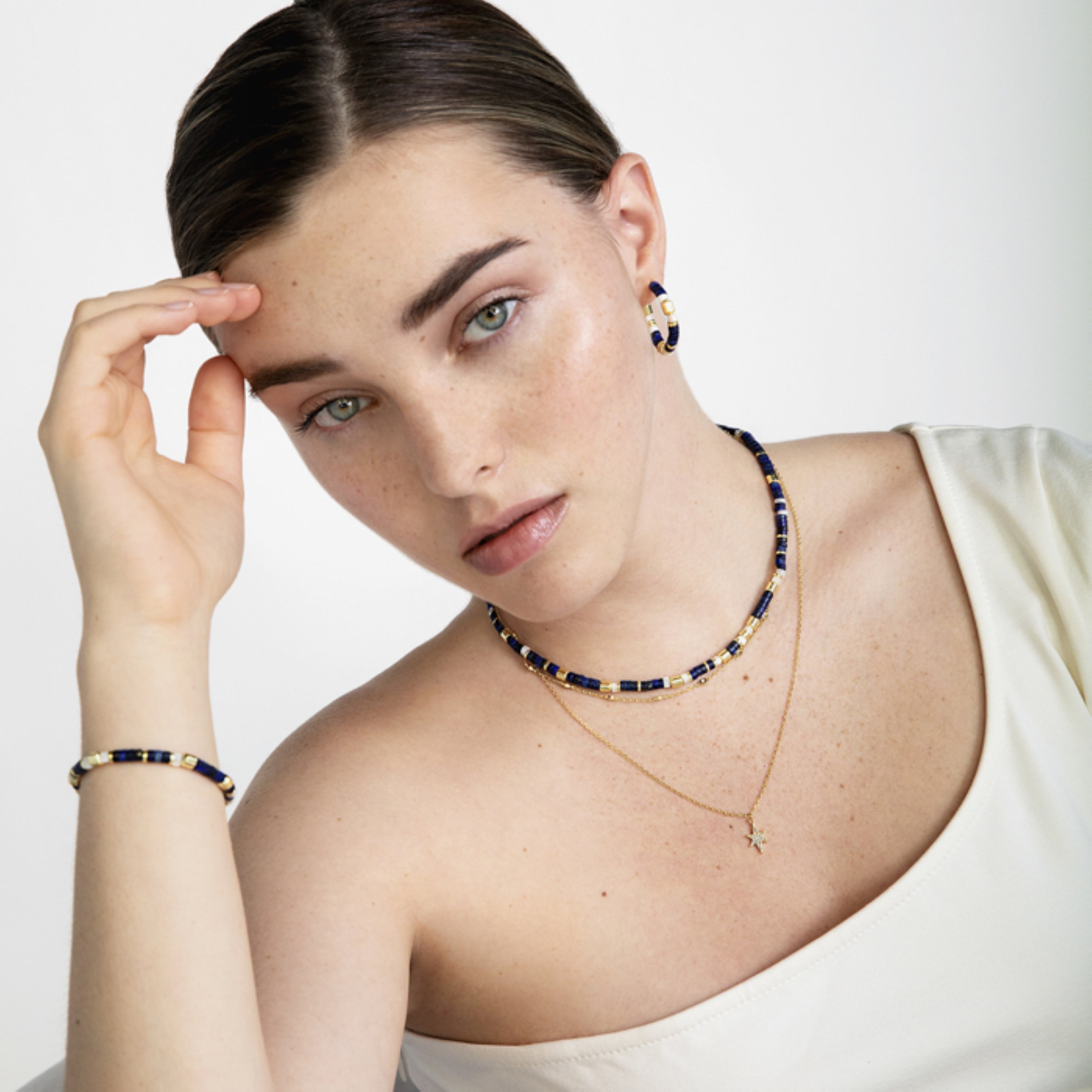Collier en argent sterling 925 avec zircon brillant finition en or jaune 18K - Tilmu
