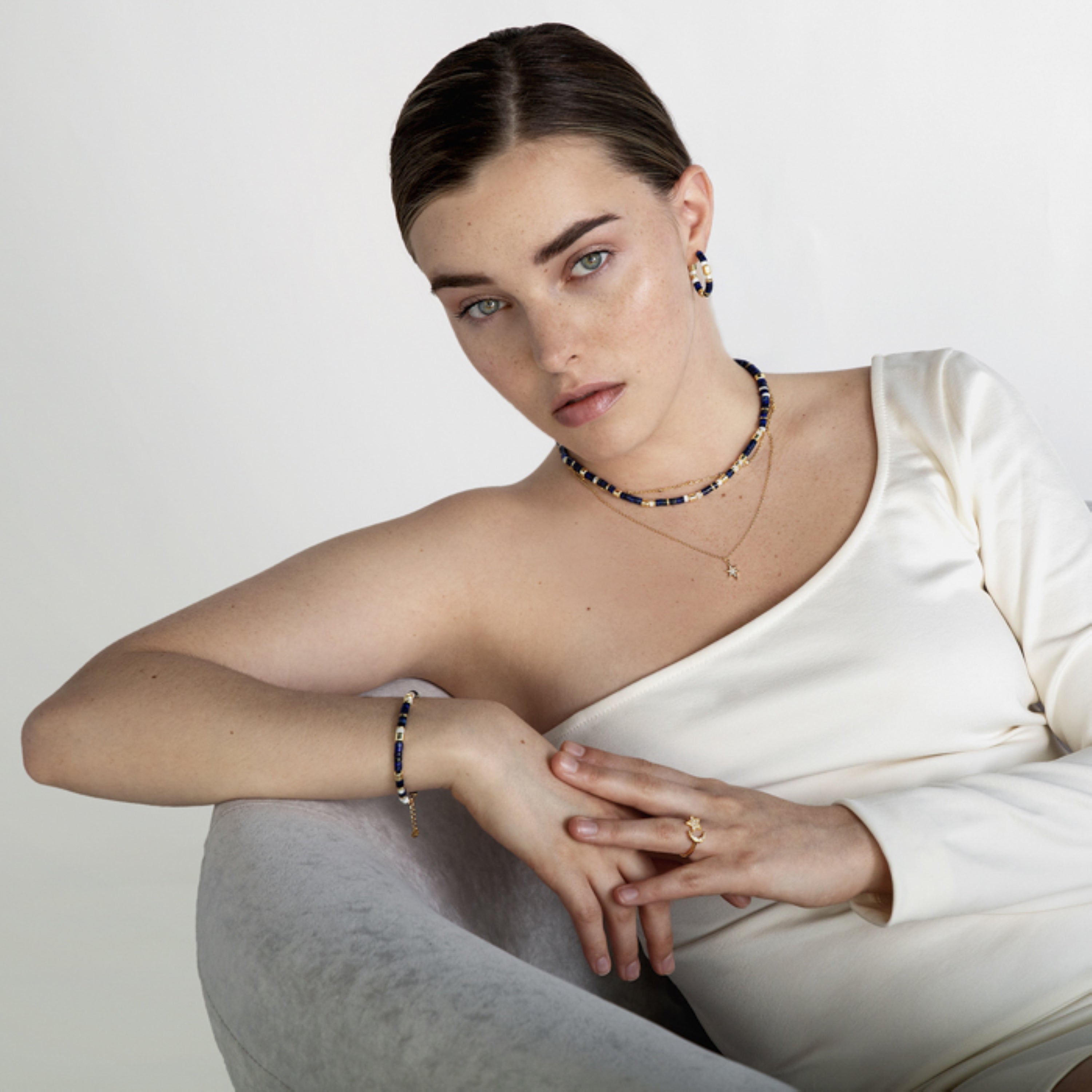 Collier en argent sterling 925 avec zircon brillant finition en or jaune 18K - Tilmu